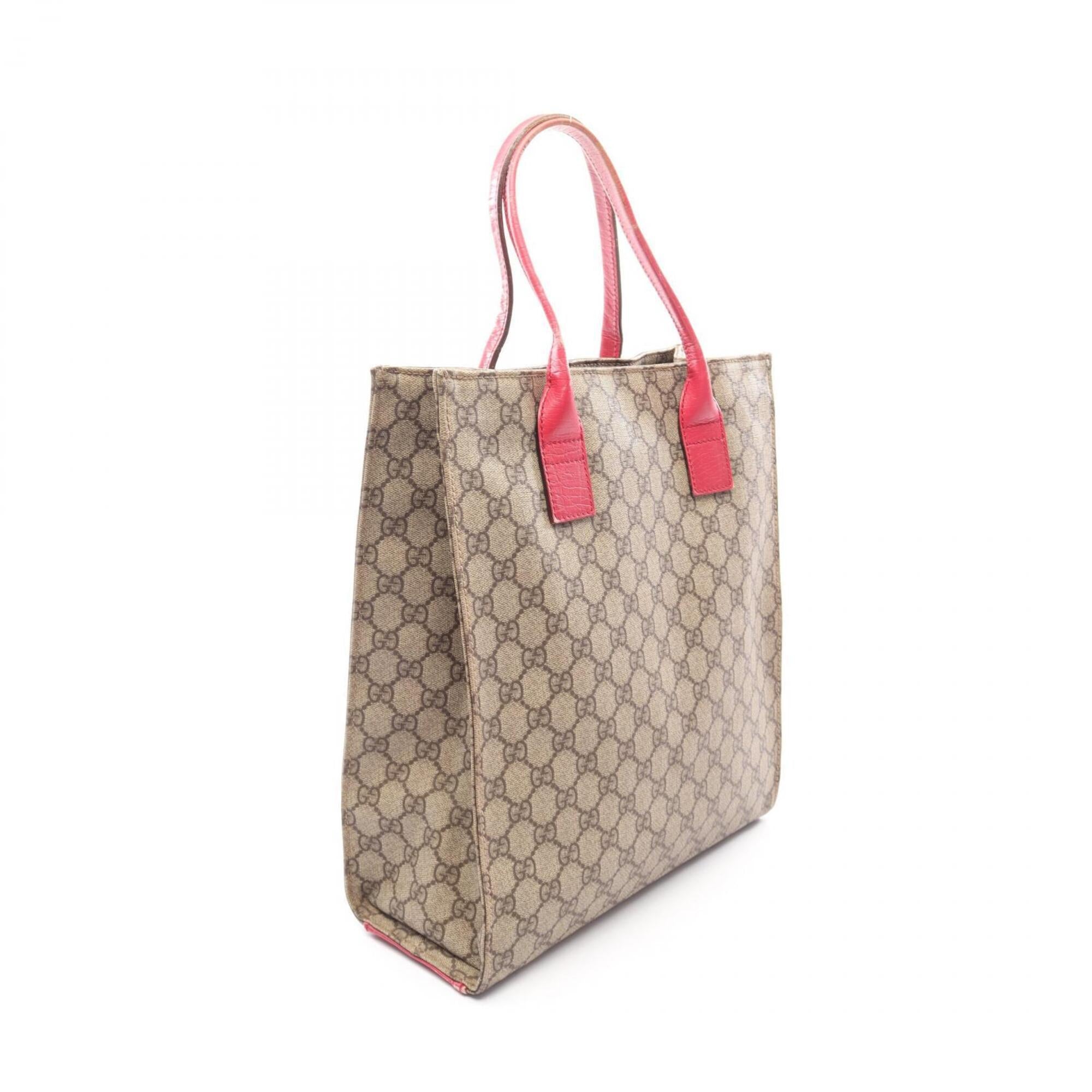 Gucci Beige Pink Pvc Coated Canvas Leather Handbag Tote Bag (Pre-Owned)