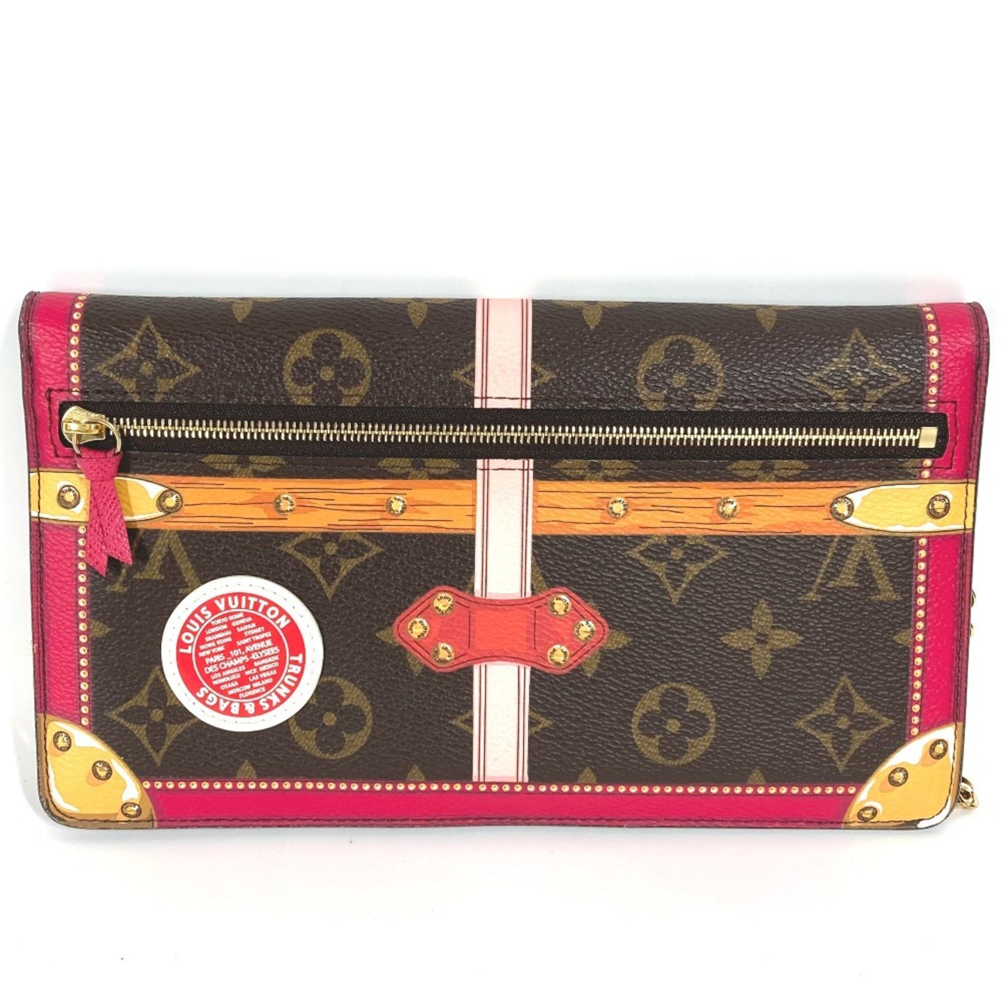 Louis Vuitton Brown Pink Monogram Clutch Bag Pochette Shoulder Bag (Pre-Owned)