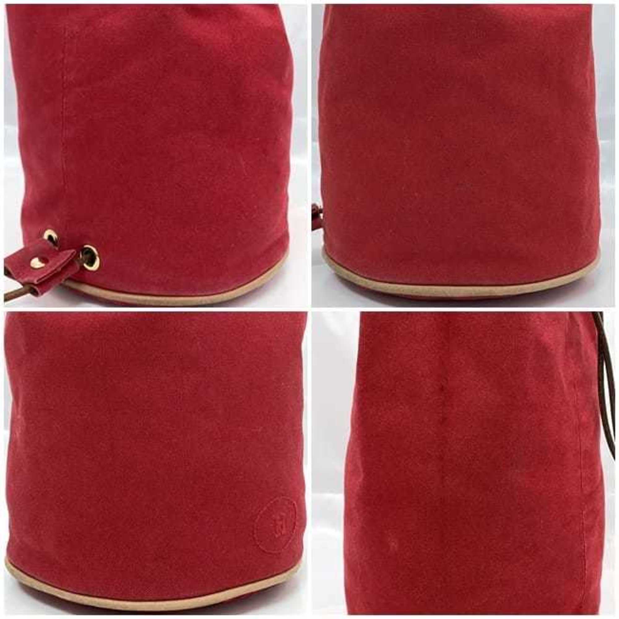 Hermes Red Color Cotton Canvas Leather Backpack (Pre-Owned)