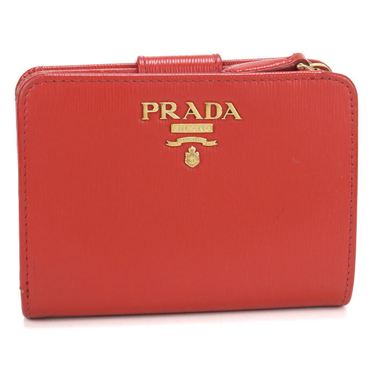 Prada Red Color Leather Wallet (Bi-Fold) (Pre-Owned)
