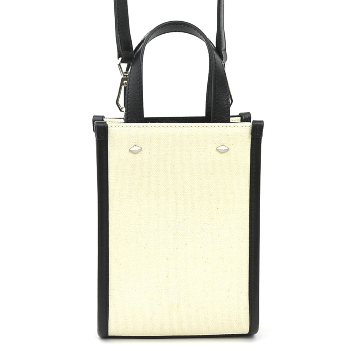 Jimmy Choo Black Ivory Canvas Leather Shoulder Bag (Pre-Owned)