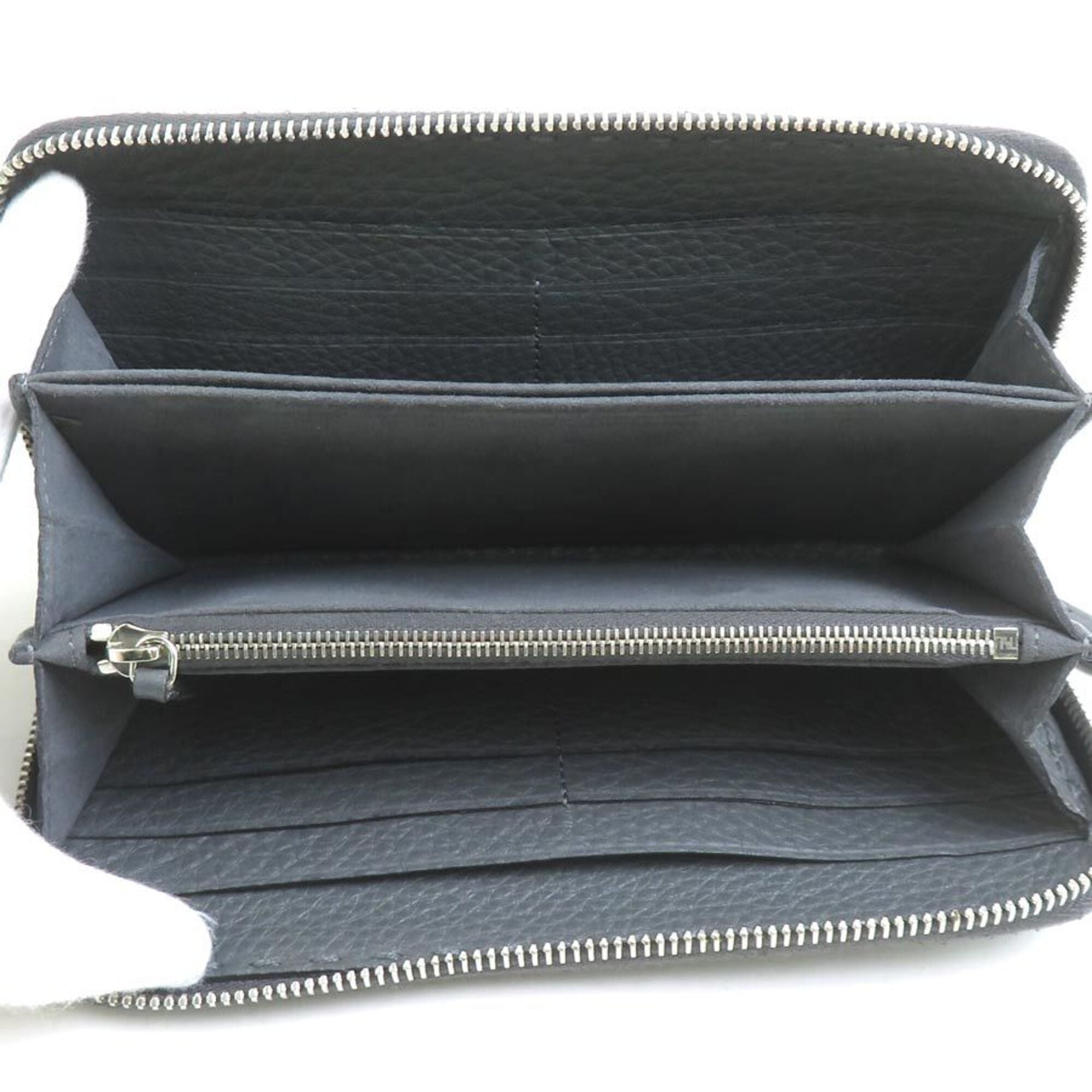 Fendi Gray Leather Long Wallet (Bi-Fold) (Pre-Owned)