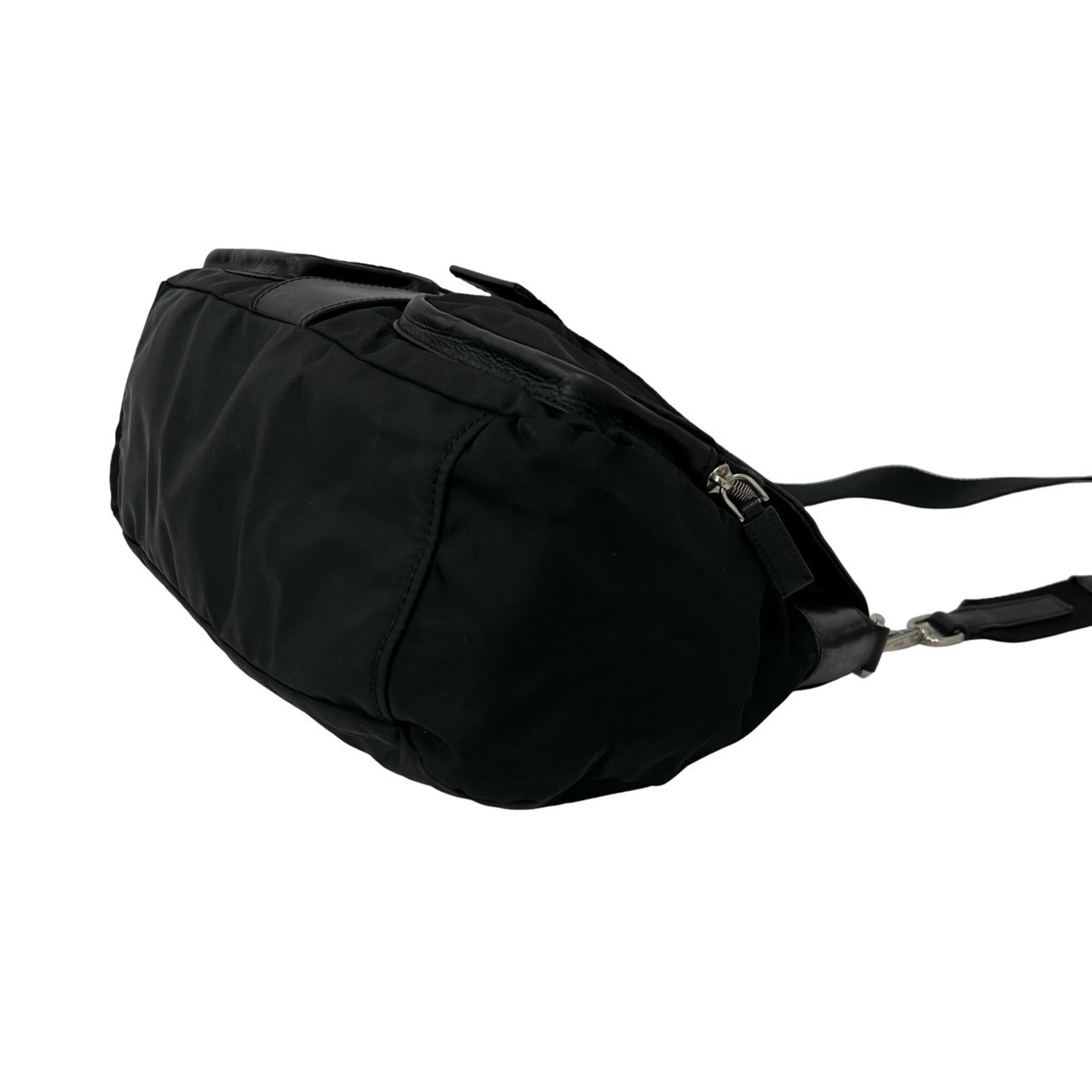 Prada Black Nylon Leather Crossbody Bag Shoulder Bag (Pre-Owned)