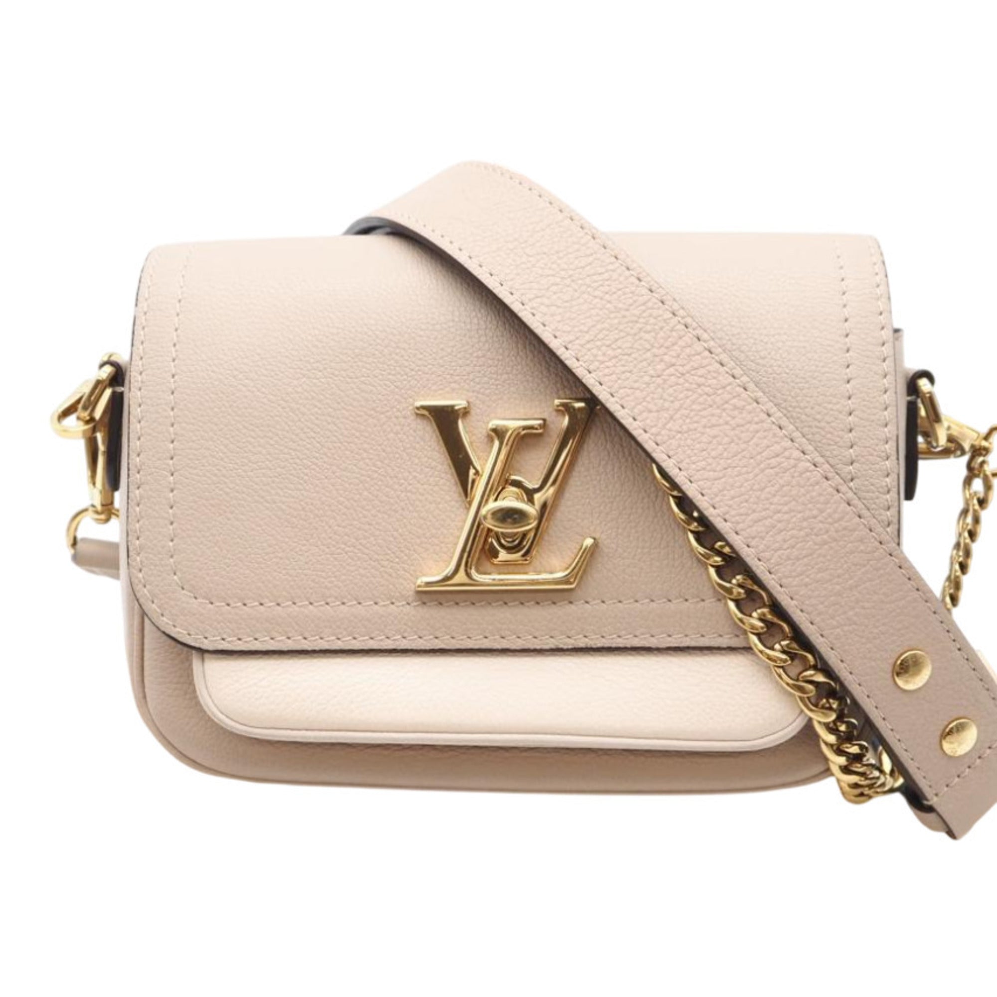 Louis Vuitton Beige Blue Cream Grayish Leather Shoulder Bag (Pre-Owned)