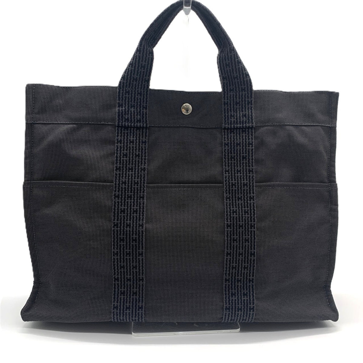 Hermes Her Line Gray Nylon Canvas Tote Bag (Pre-Owned)