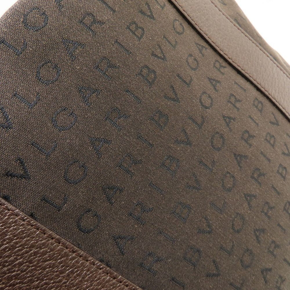 Bvlgari Brown Canvas Leather Handbag Tote Bag (Pre-Owned)