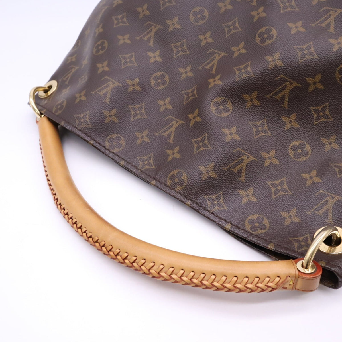 Louis Vuitton Beige Brown Coated Canvas Leather Handbag (Pre-Owned)