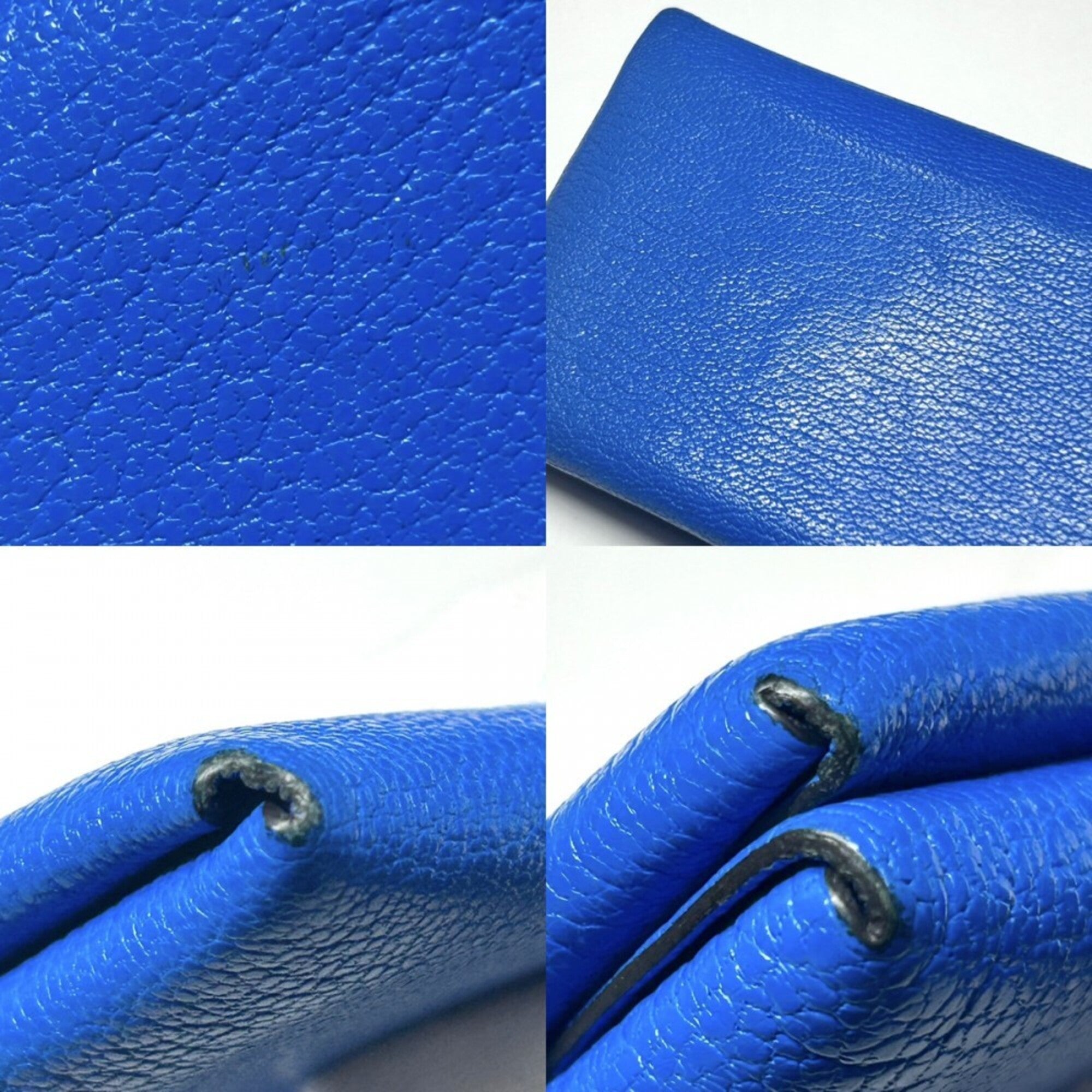 Hermes Blue Chevre Leather Coin Purse/Coin Case (Pre-Owned)