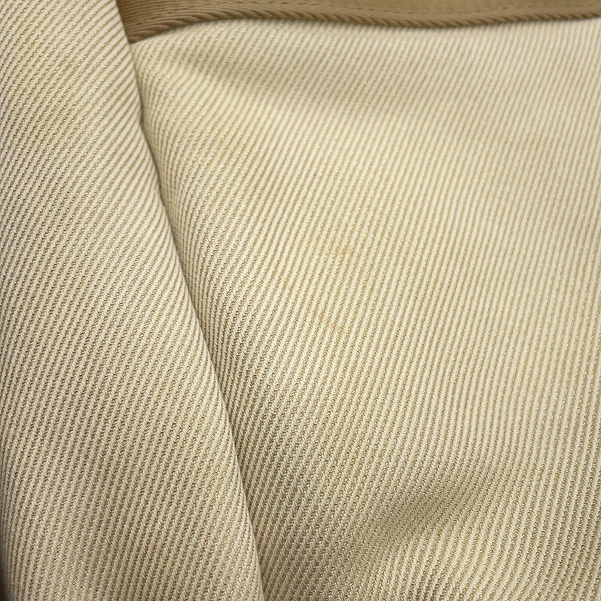 Chanel Beige Brown Ivory Canvas Leather Handbag Shoulder Bag (Pre-Owned)