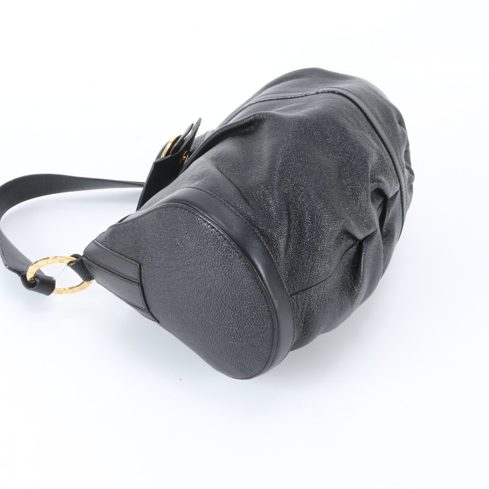 Bvlgari Black Leather Handbag Shoulder Bag Tote Bag (Pre-Owned)
