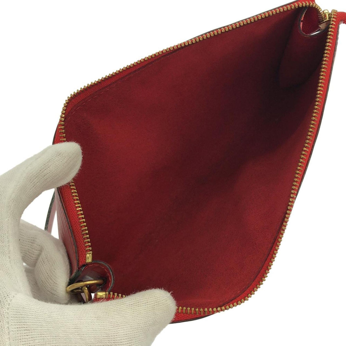 Louis Vuitton Red Color Leather Pochette Pouch (Pre-Owned)