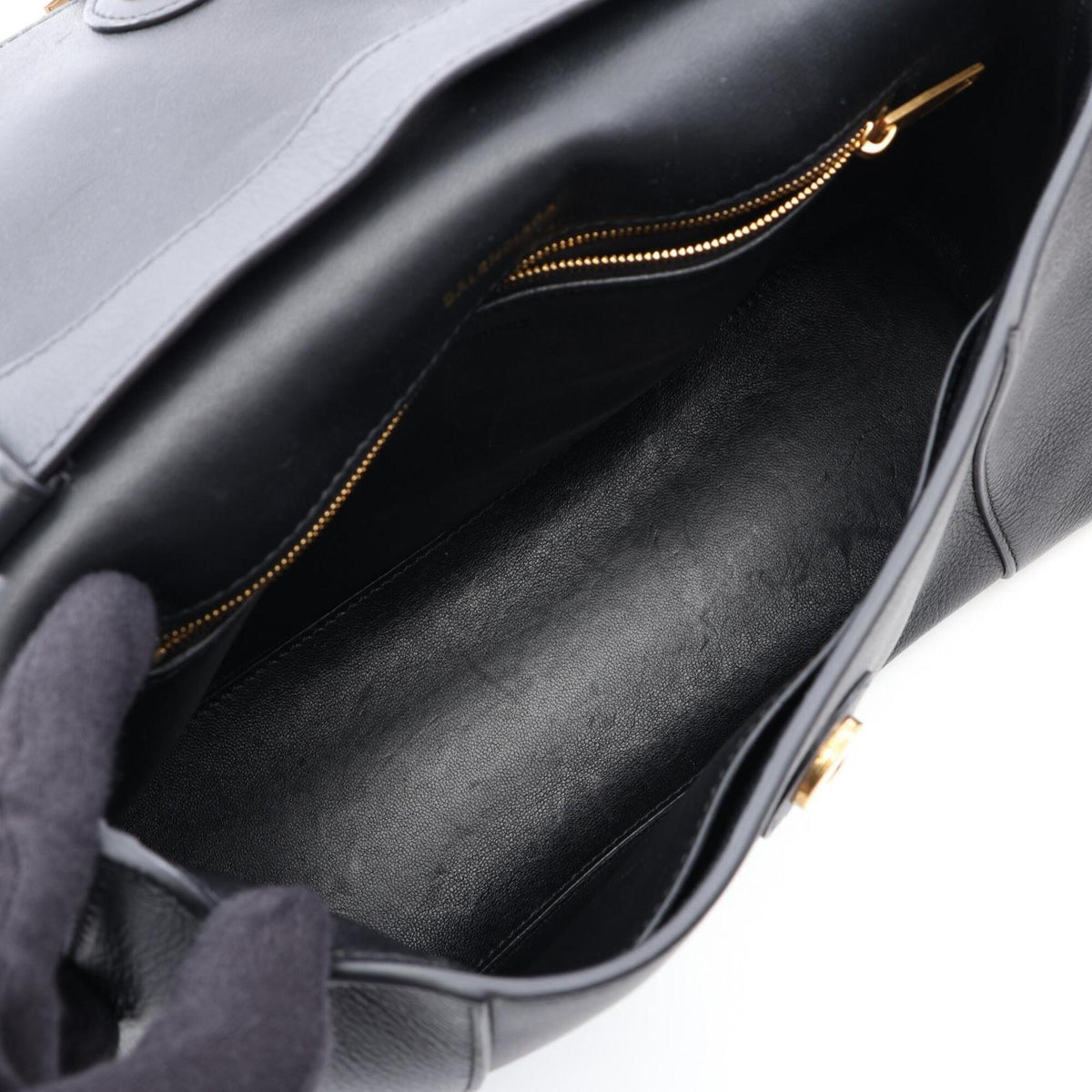 Balenciaga Black Leather Handbag Shoulder Bag (Pre-Owned)