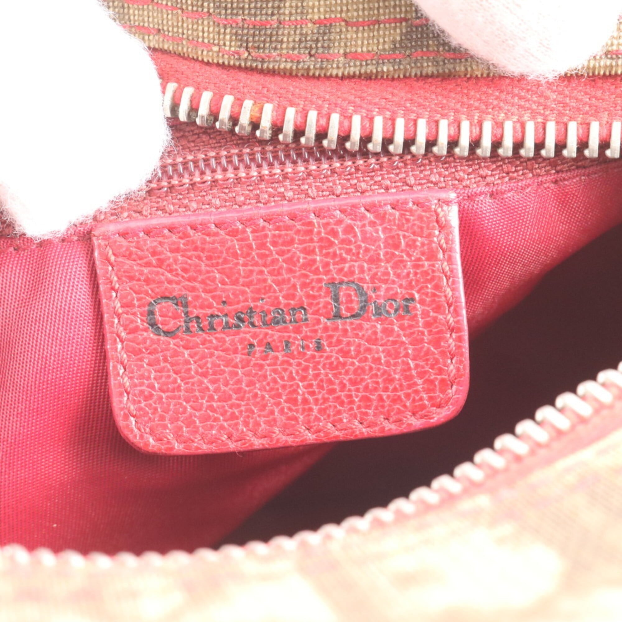 Christian Dior Brown Multi-Color Leather Coated Canvas Shoulder Bag (Pre-Owned)