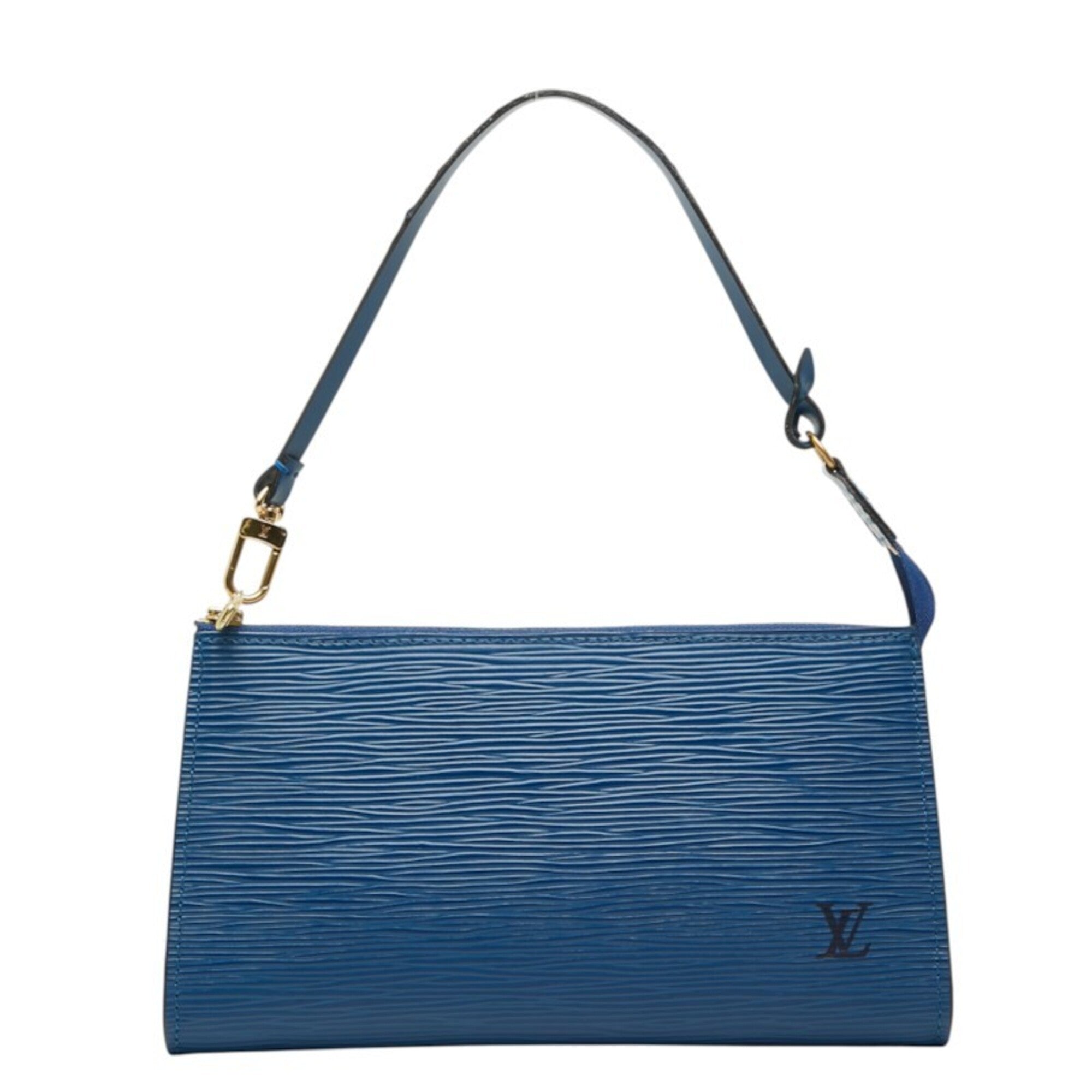 Louis Vuitton Toledo Blue Leather Handbag Pochette Pouch (Pre-Owned)