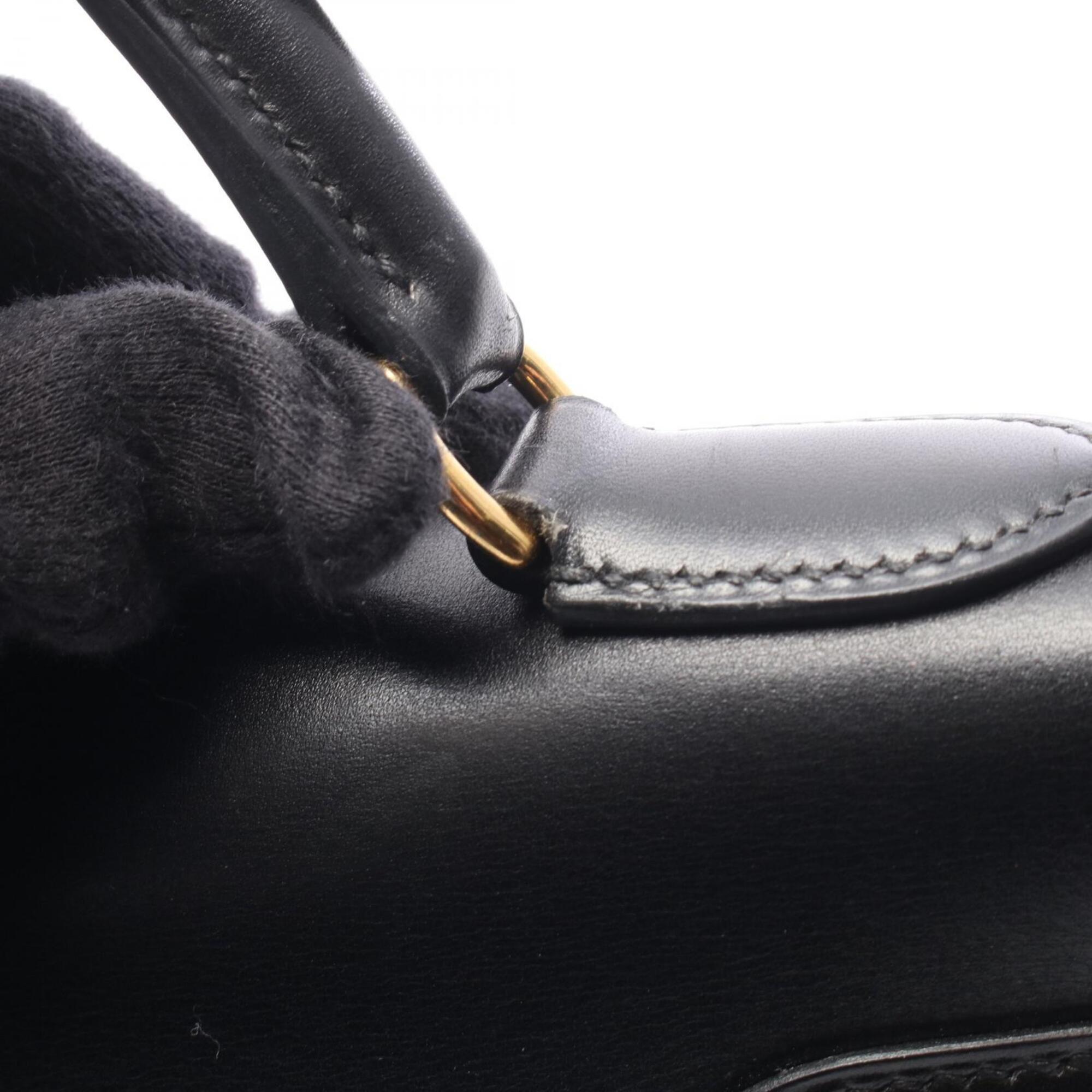 Hermes Black Box Calf Leather Handbag (Pre-Owned)