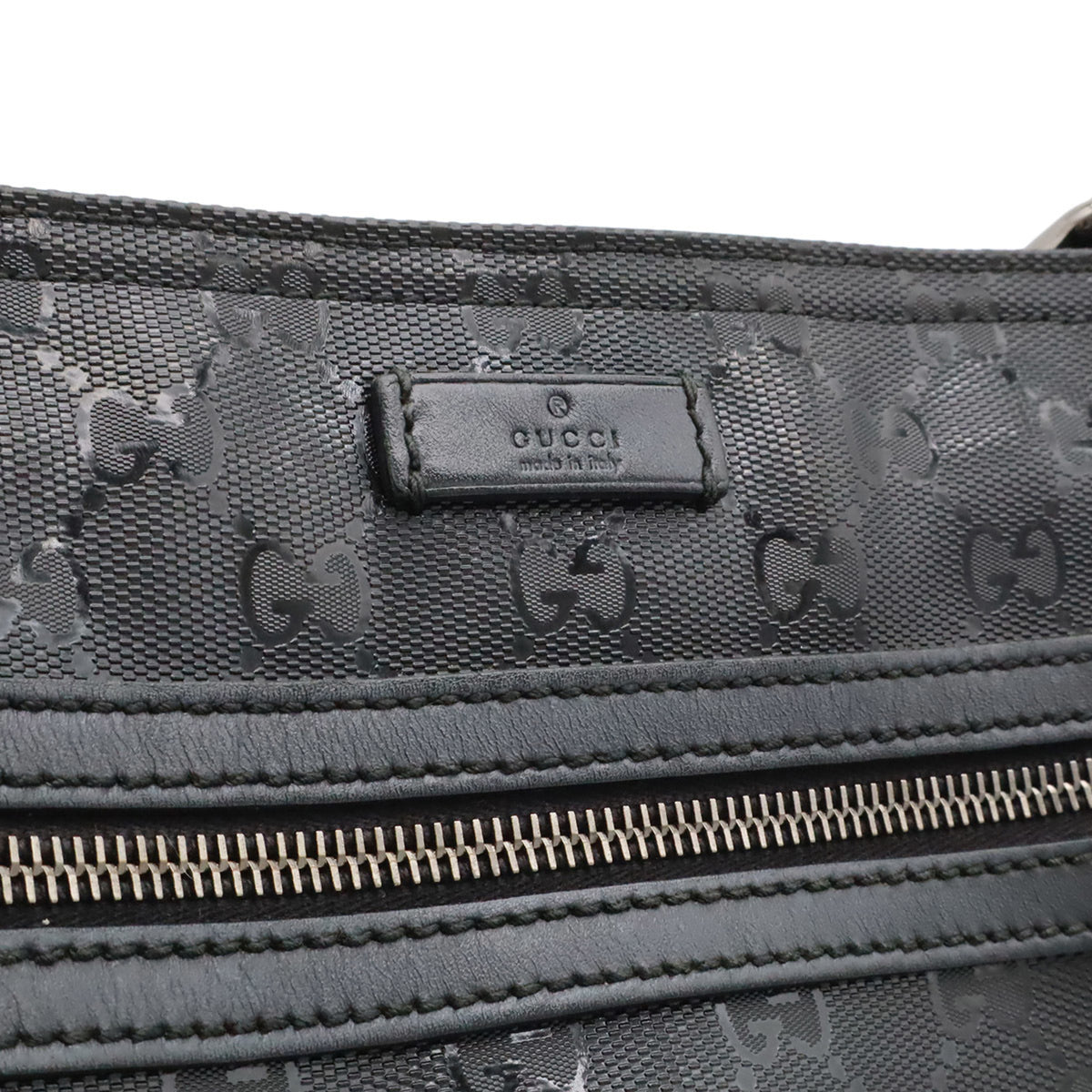 Gucci Gg Imprimé Black Coated Canvas Leather Shoulder Bag (Pre-Owned)