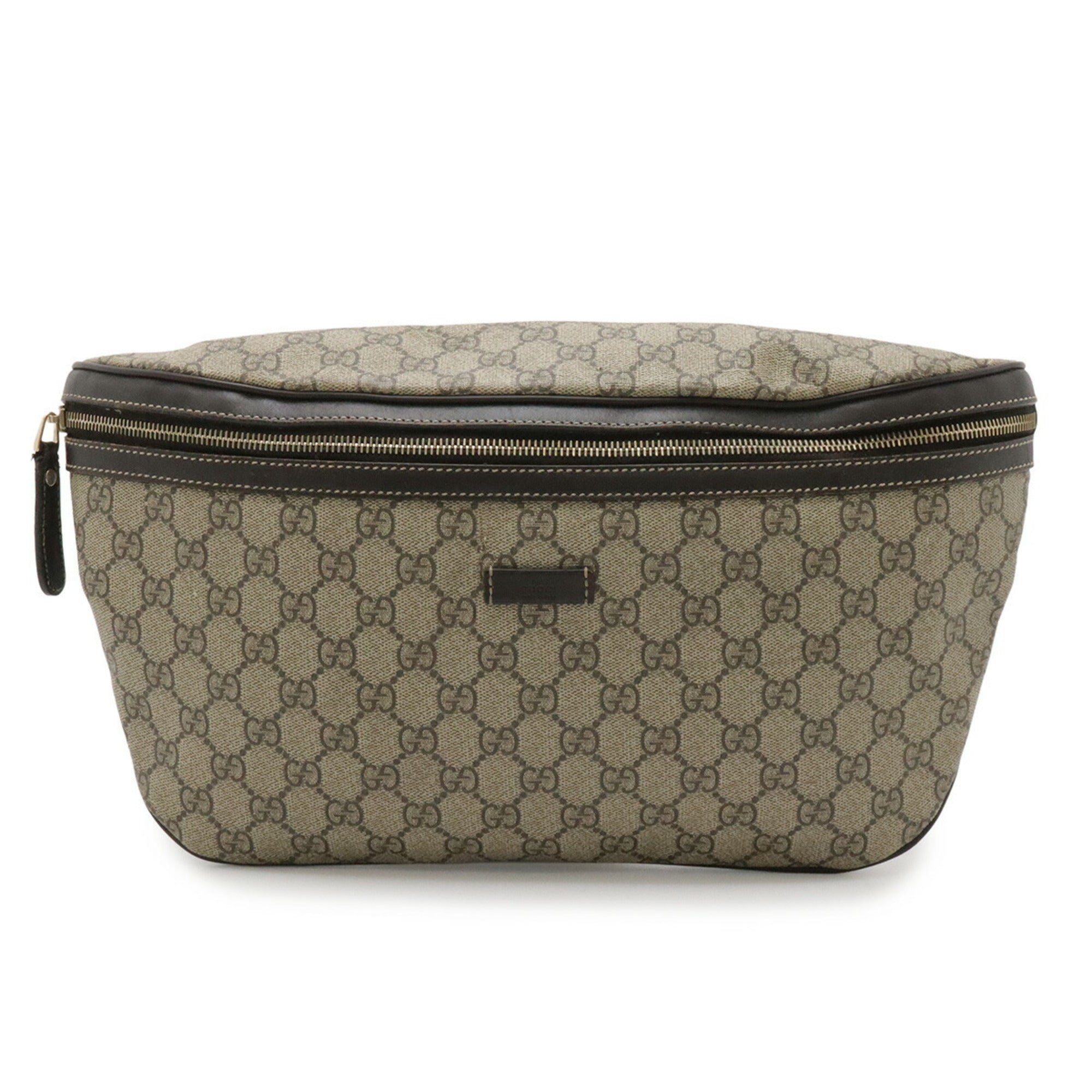 Gucci Gg Plus Beige Dark Brown Gg Supreme Leather Sling Bag (Pre-Owned)