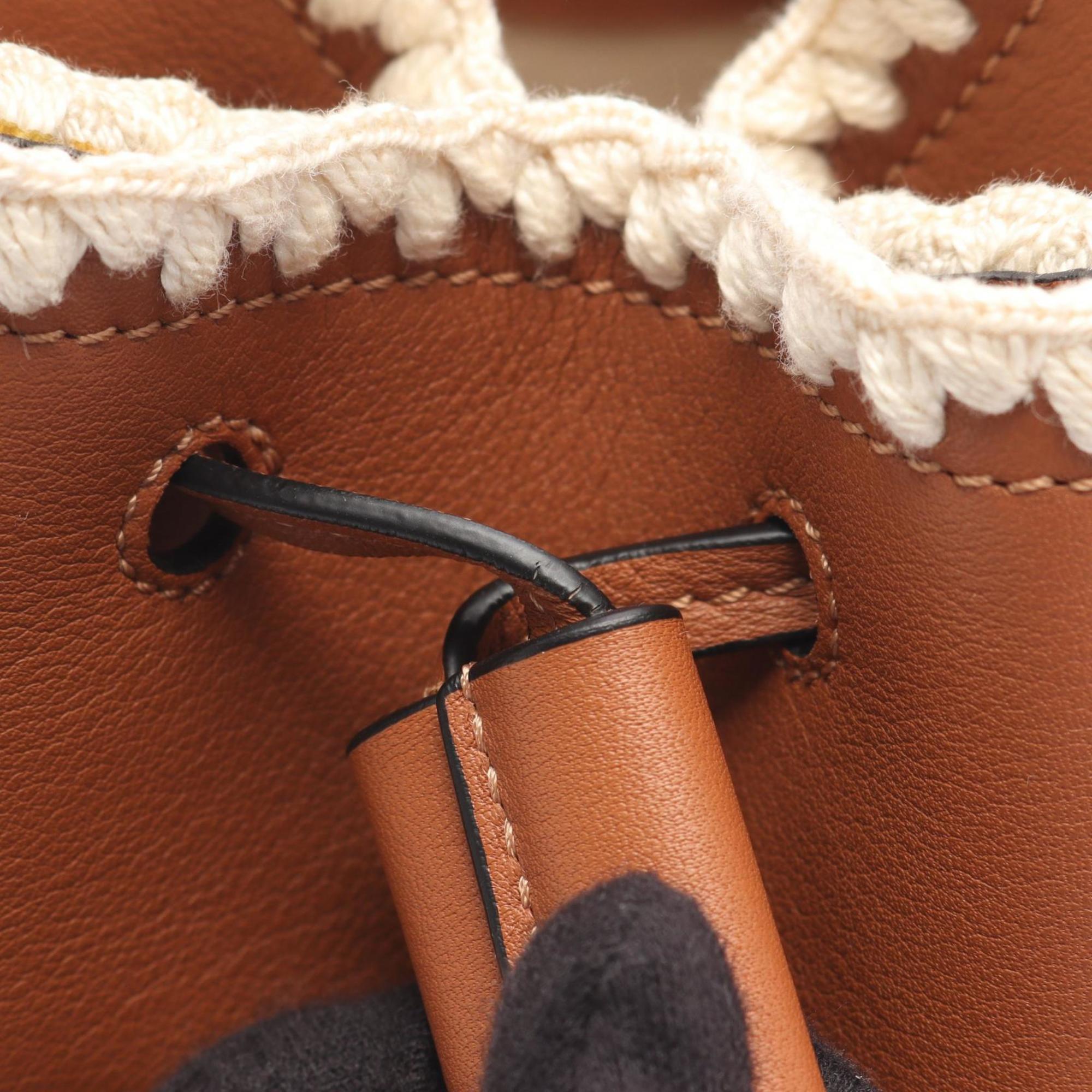 Loewe Brown White Leather Handbag (Pre-Owned)