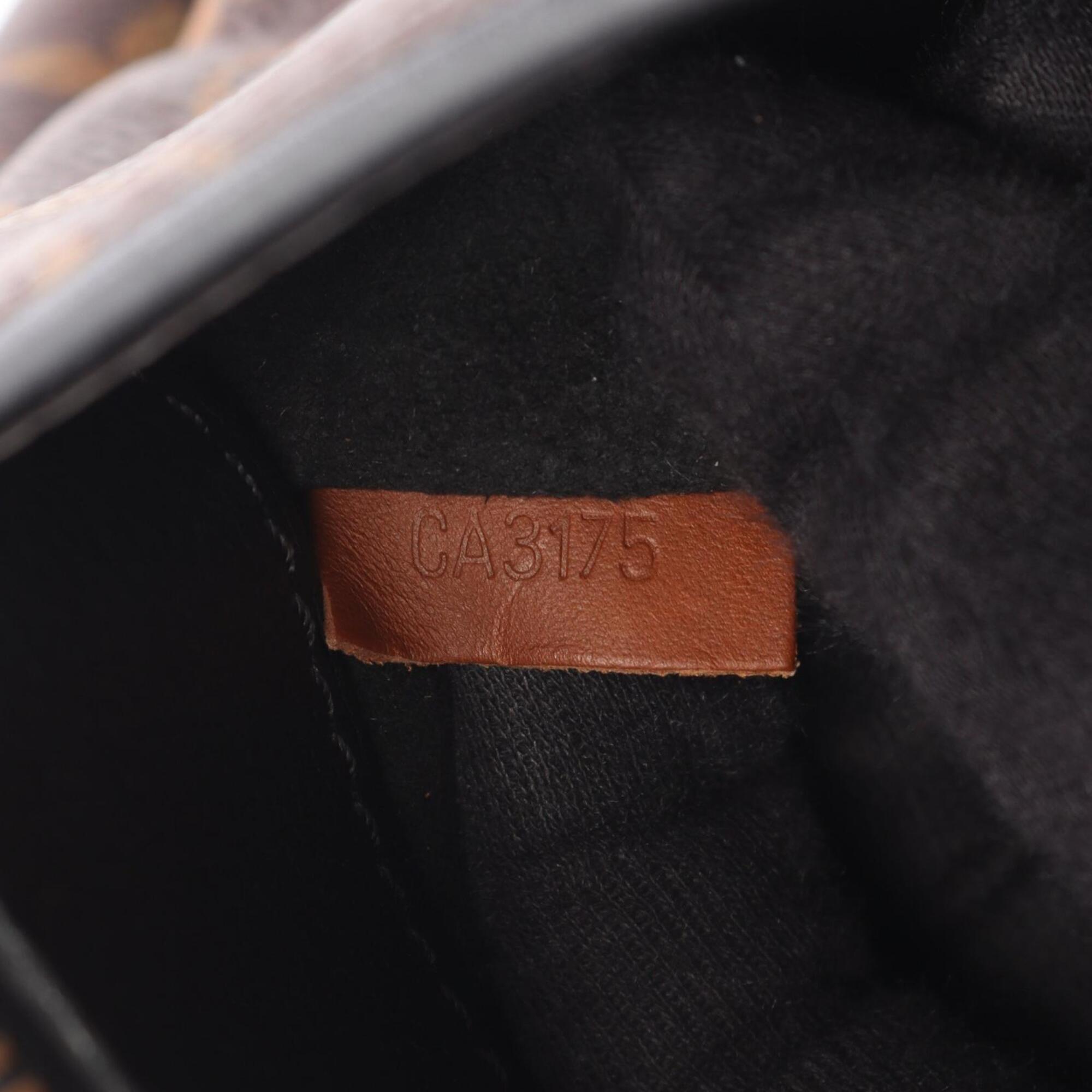 Louis Vuitton Black Brown Coated Canvas Leather Handbag (Pre-Owned)
