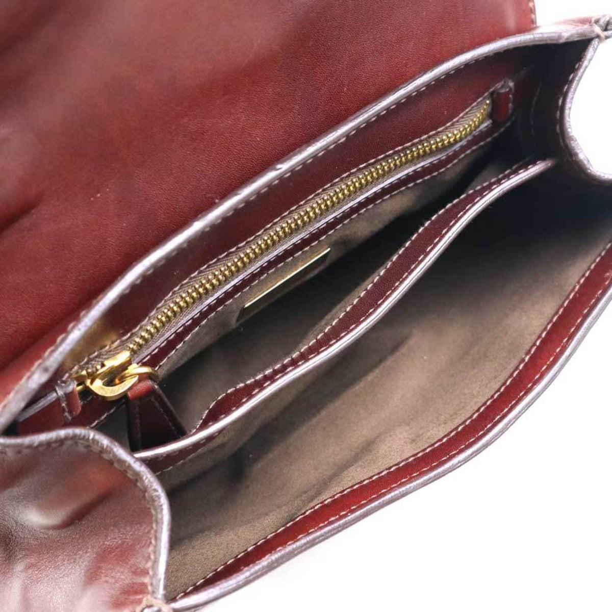 Miu Miu Brown Gold Leather Metal Shoulder Bag (Pre-Owned)