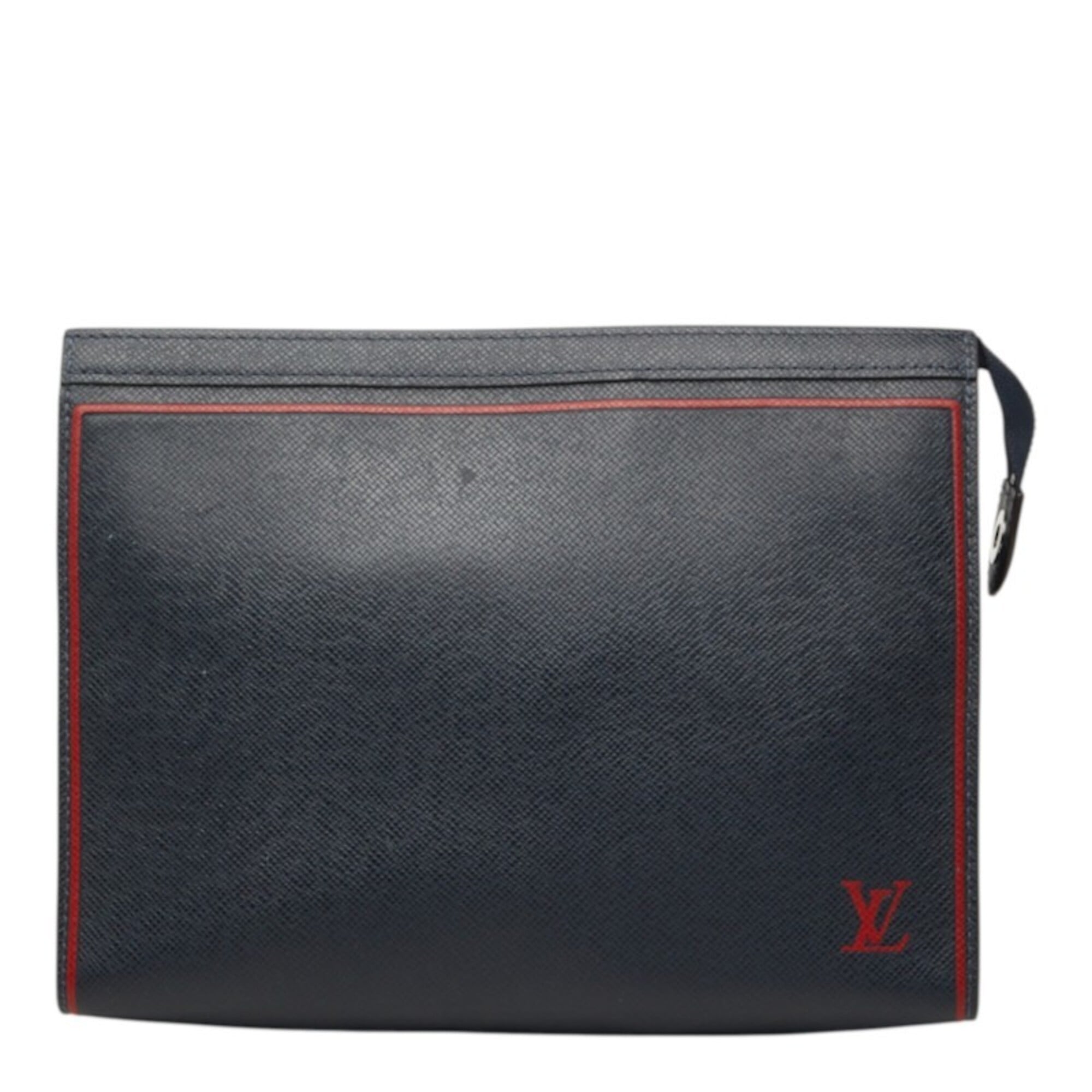 Louis Vuitton Navy Navy Blue Leather Clutch Bag Pochette (Pre-Owned)