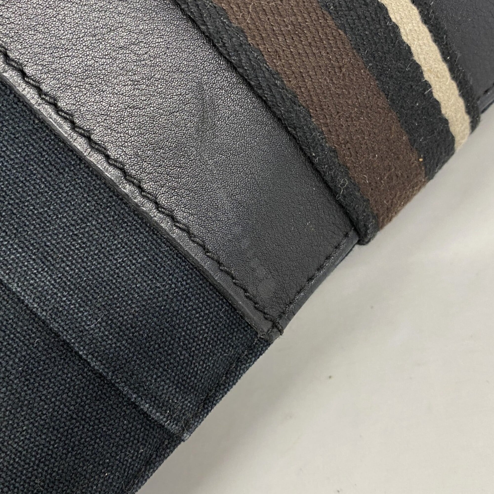Hermes Black Brown Canvas Tote Bag (Pre-Owned)