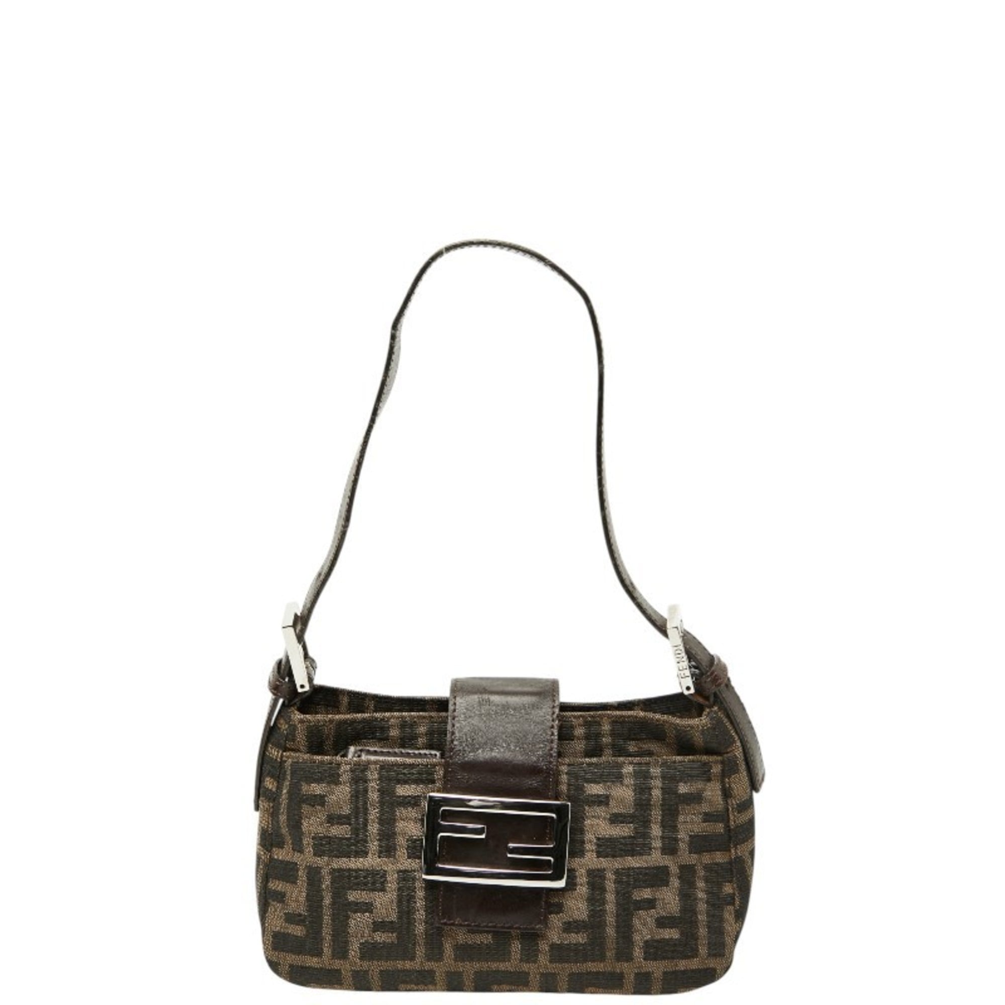 Fendi Brown Canvas Leather Shoulder Bag (Pre-Owned)