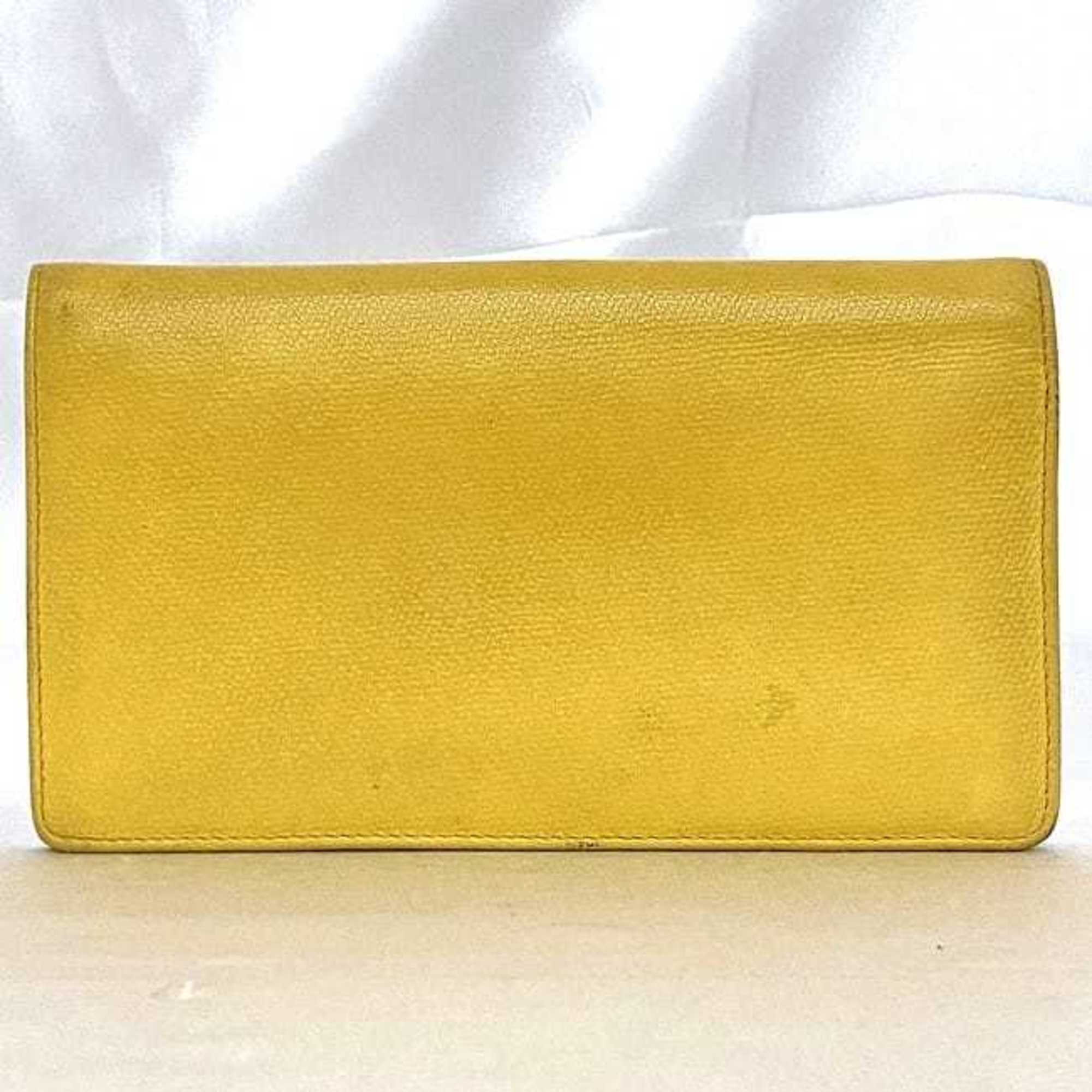 Chanel Yellow Leather Long Wallet (Bi-Fold) (Pre-Owned)