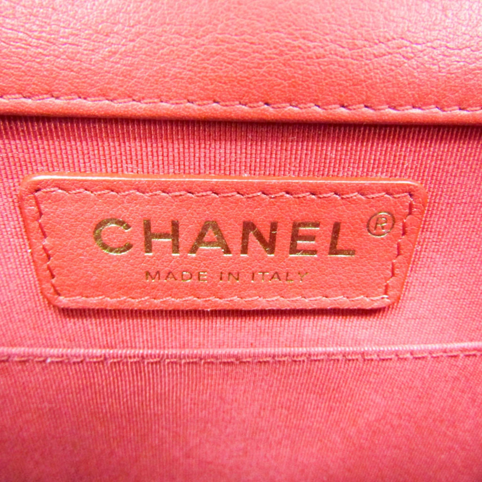 Chanel Boy Chanel Red Color Leather Shoulder Bag (Pre-Owned)