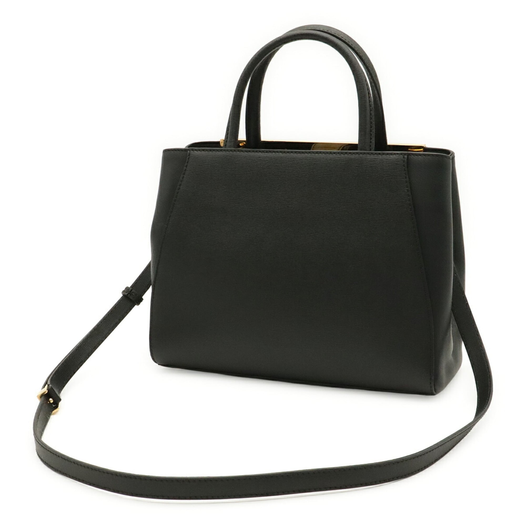 Fendi Black Leather Handbag Shoulder Bag Tote Bag (Pre-Owned)