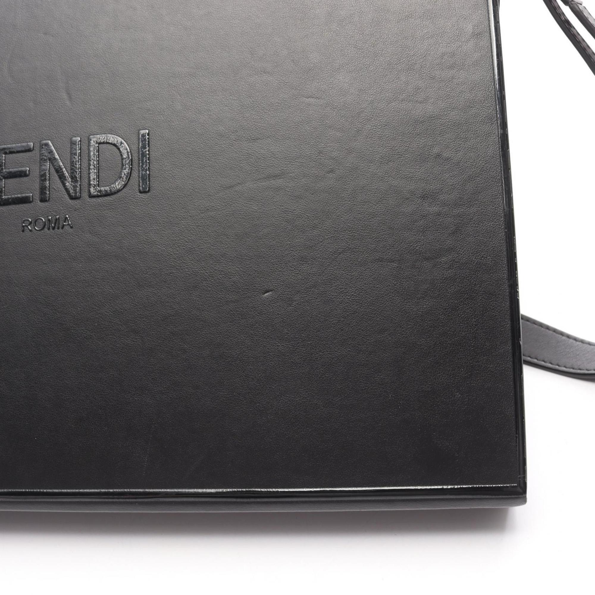 Fendi Black Leather Messenger Bag Shoulder Bag (Pre-Owned)