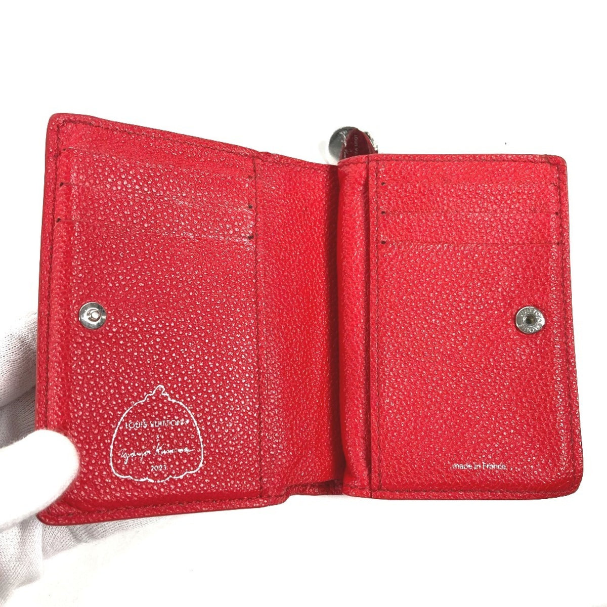 Louis Vuitton Red Color White Leather Wallet (Bi-Fold) (Pre-Owned)