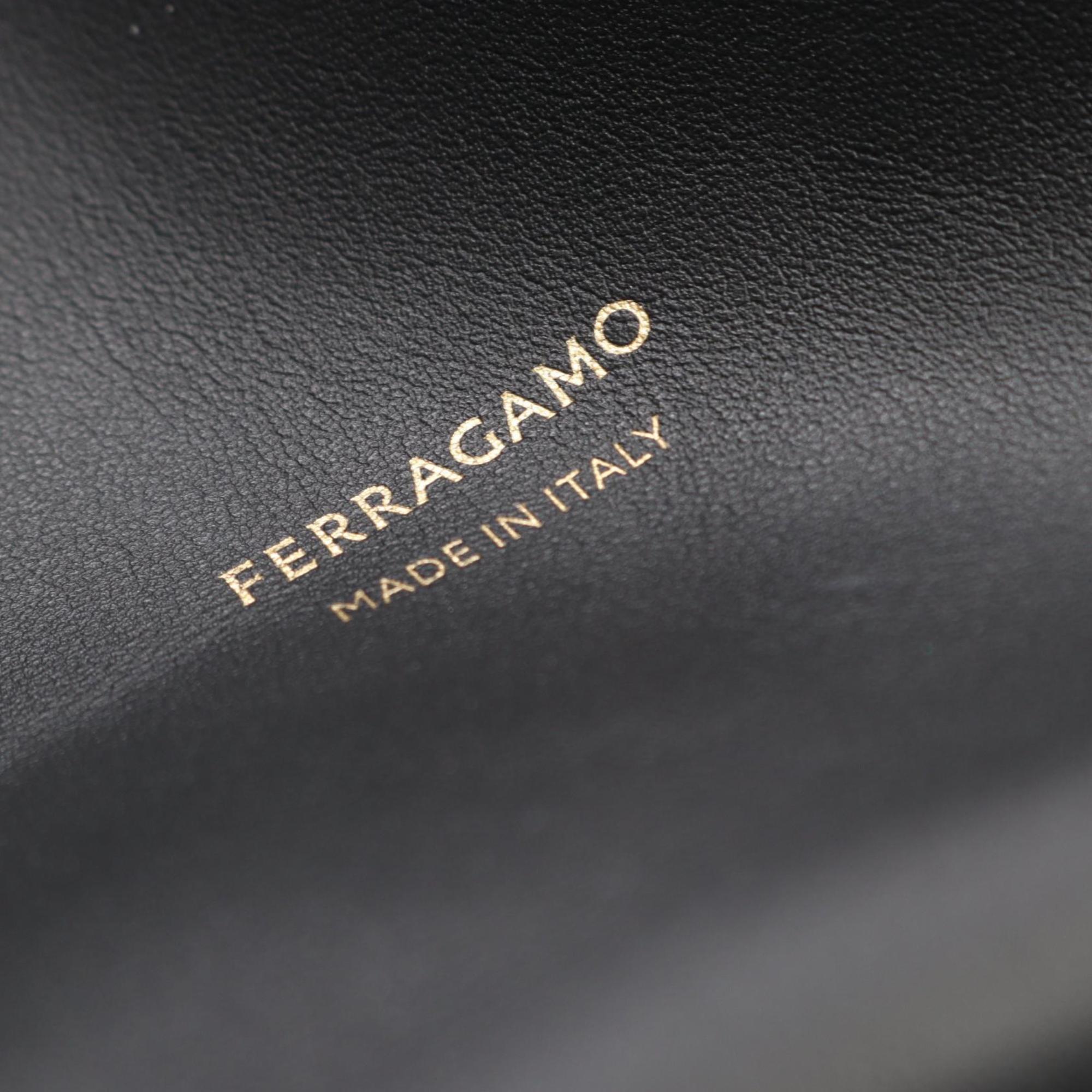 Salvatore Ferragamo Black Leather Handbag Pouch Tote Bag (Pre-Owned)
