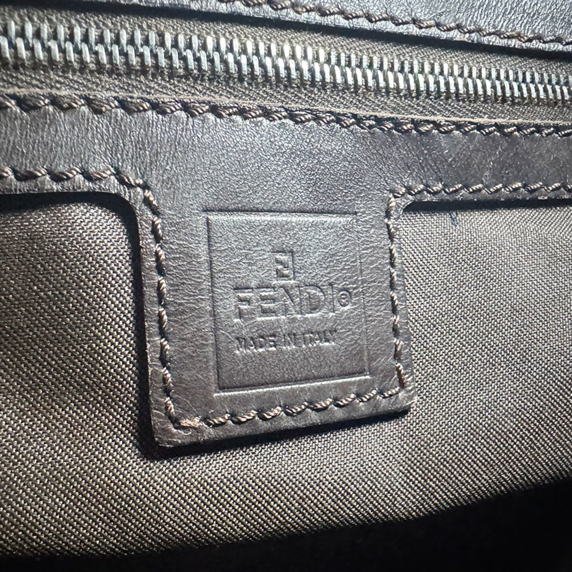 Fendi Brown Nylon Canvas Leather Handbag (Pre-Owned)