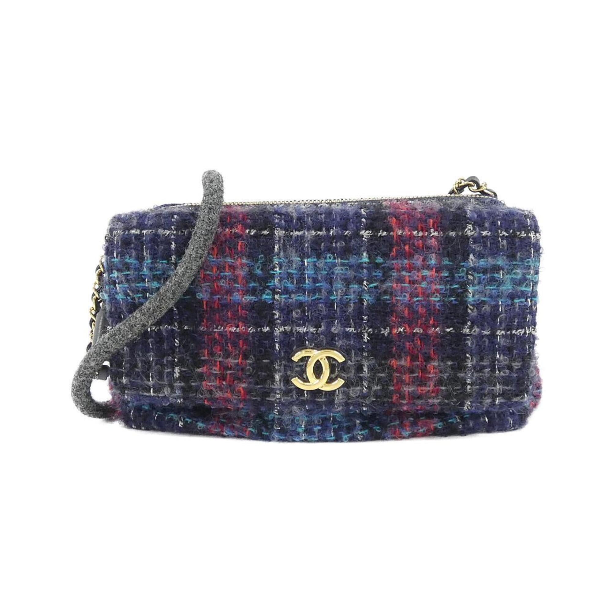 Chanel Multi-Color Navy Tweed Shoulder Bag (Pre-Owned)