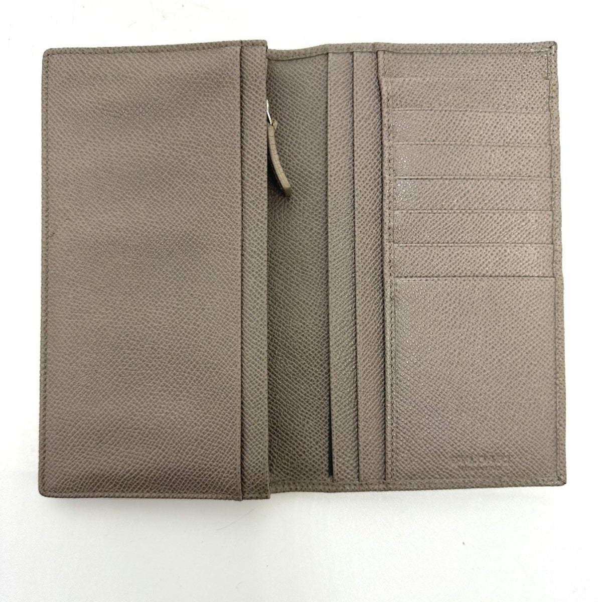 Bvlgari Gray Leather Long Wallet (Bi-Fold) (Pre-Owned)
