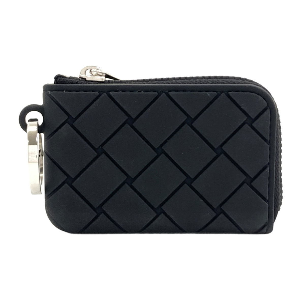 Bottega Veneta Intrecciato Black Rubber Coin Purse/Coin Case (Pre-Owned)