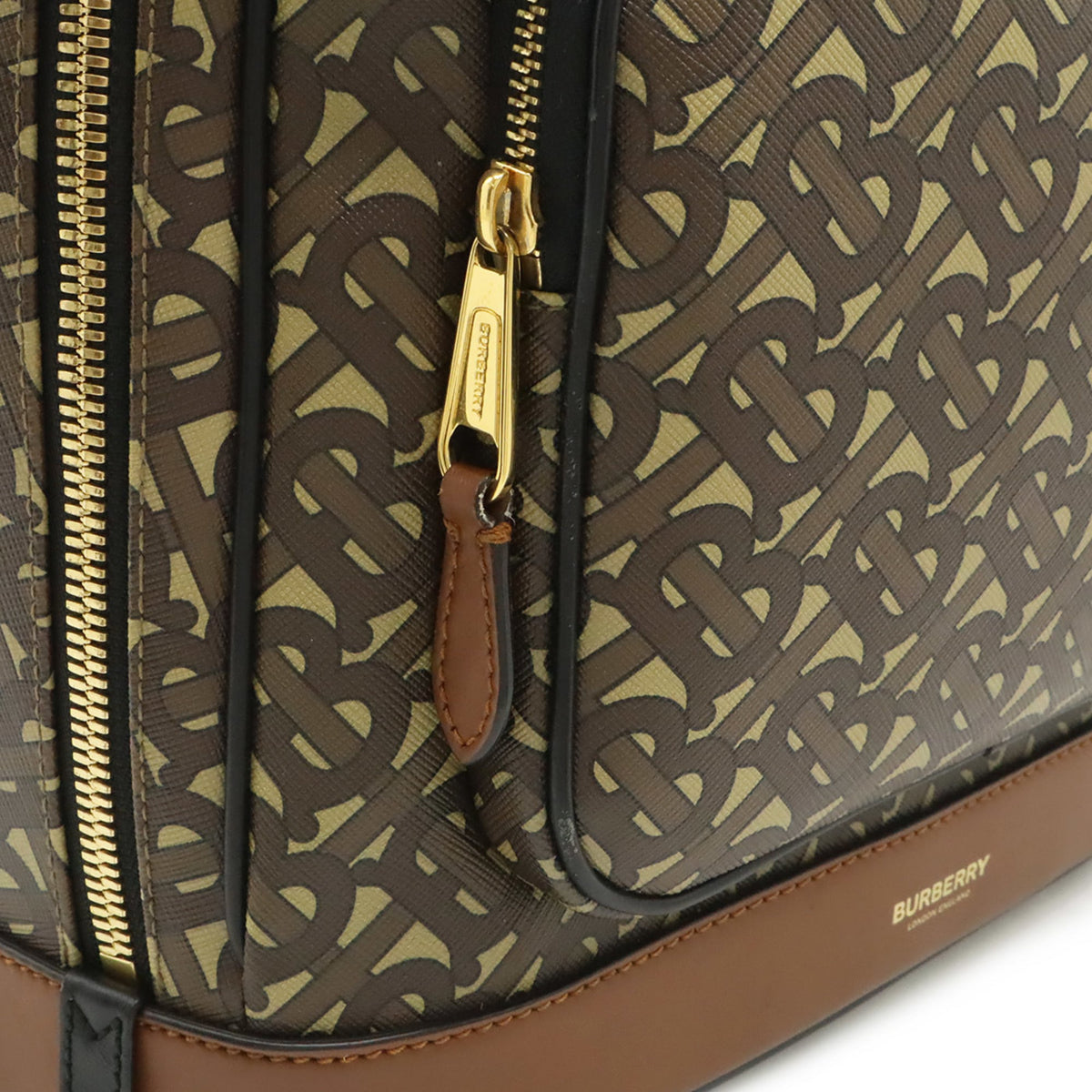 Burberry Beige Black Brown Coated Canvas Leather Backpack (Pre-Owned)