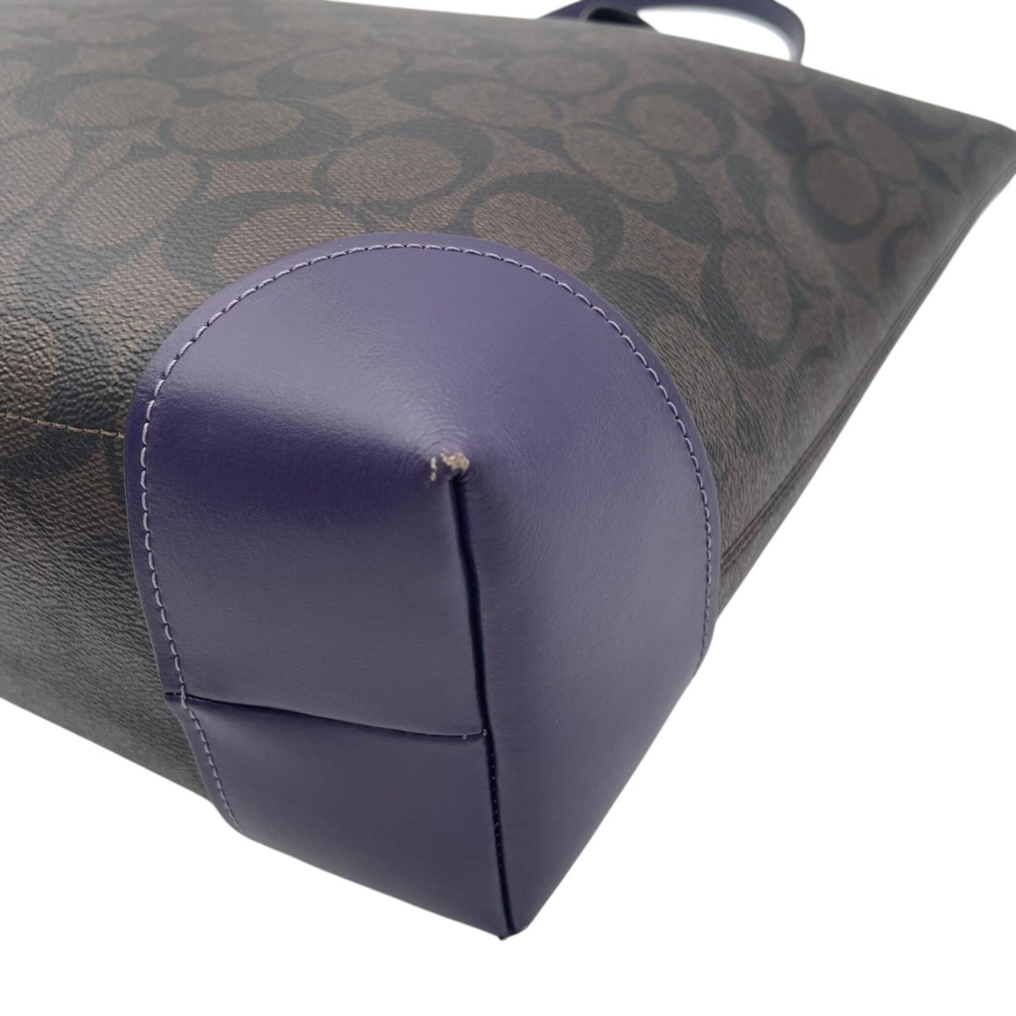 Coach Brown Purple Pvc Leather Handbag Tote Bag (Pre-Owned)