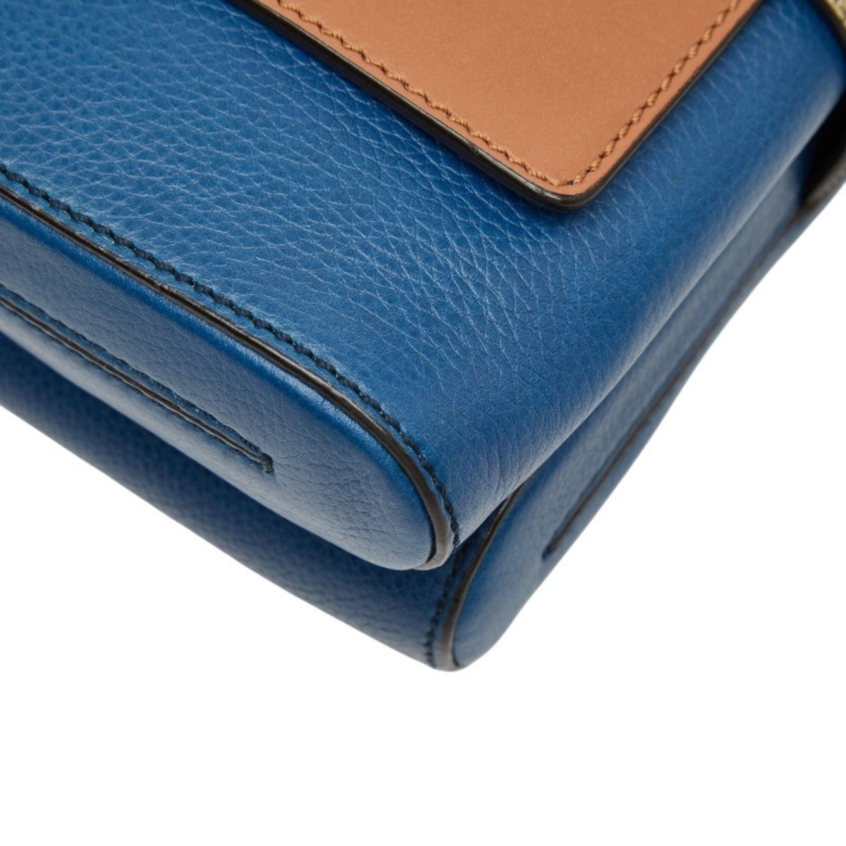 Christian Louboutin Blue Brown Leather Shoulder Bag (Pre-Owned)