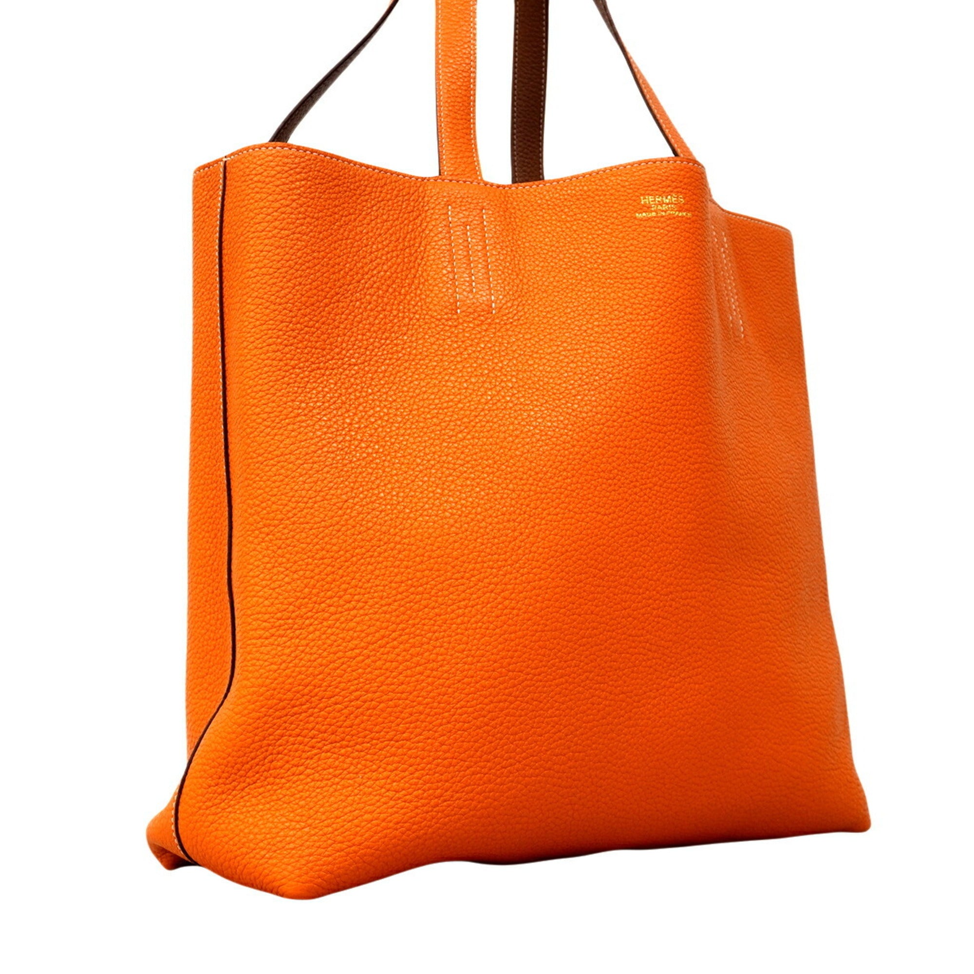 Hermes Gold Orange Taurillon Clemence Leather Tote Bag (Pre-Owned)
