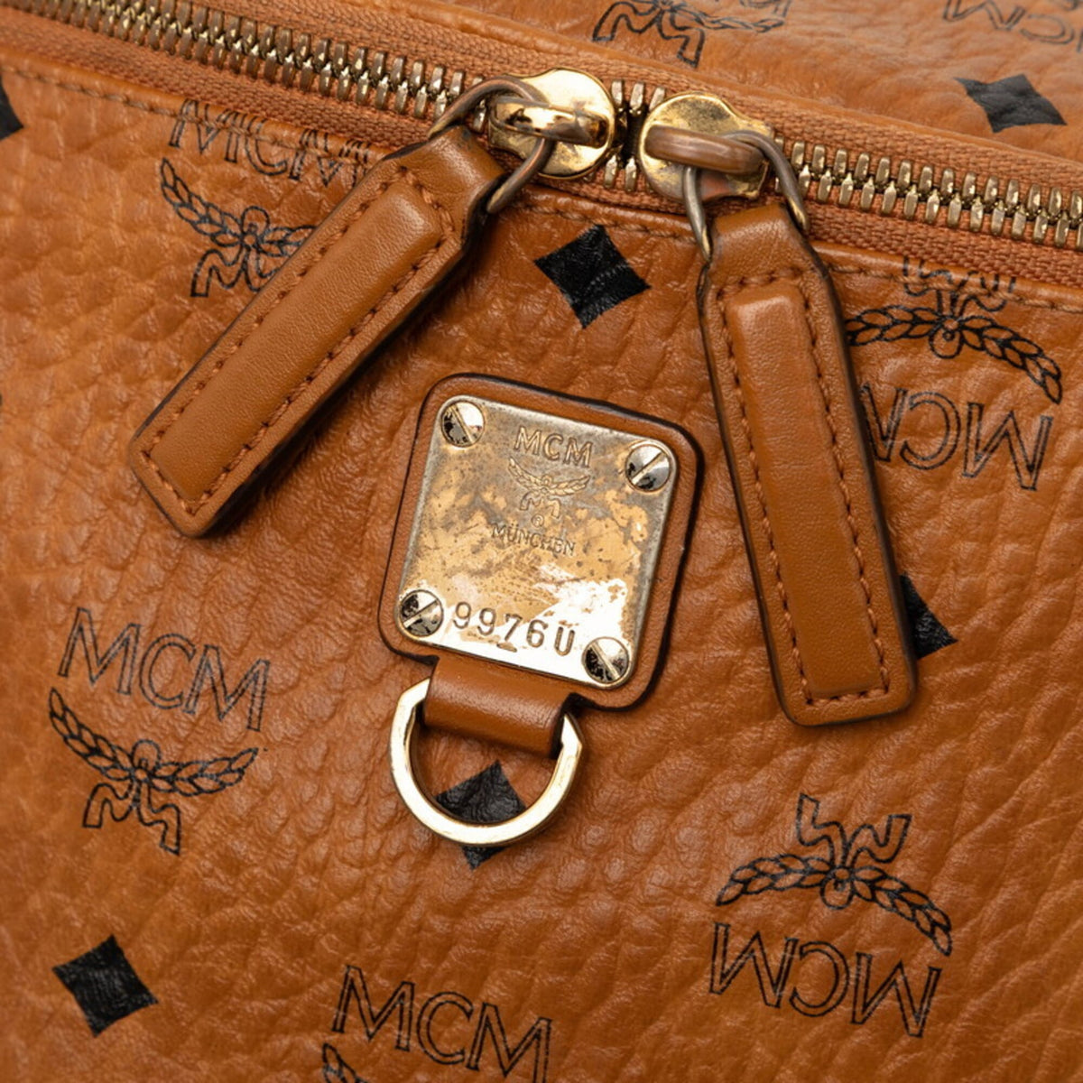 Mcm Visetos Brown Leather Shoulder Bag Sling Bag (Pre-Owned)