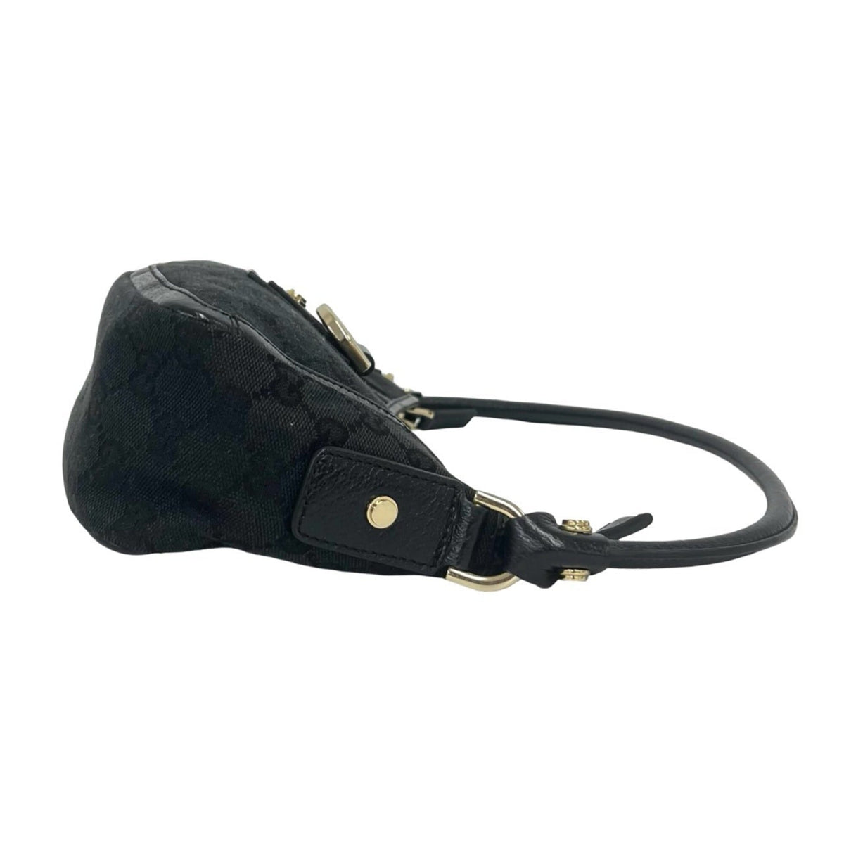 Gucci Black Canvas Leather Handbag Shoulder Bag (Pre-Owned)