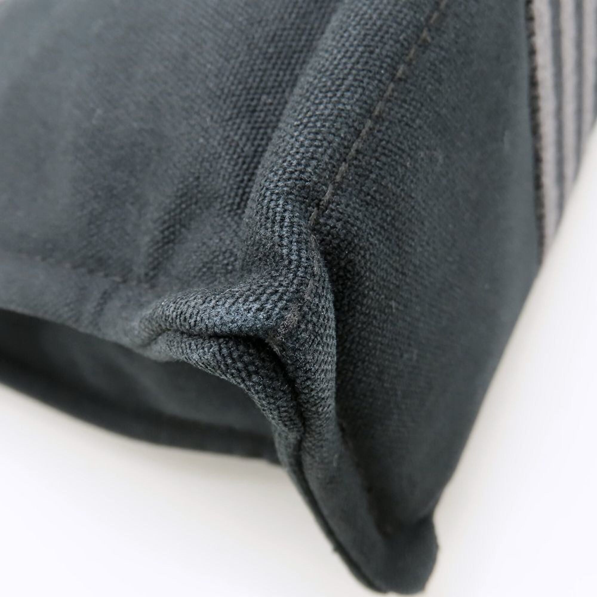 Hermes Black Gray Canvas Handbag (Pre-Owned)