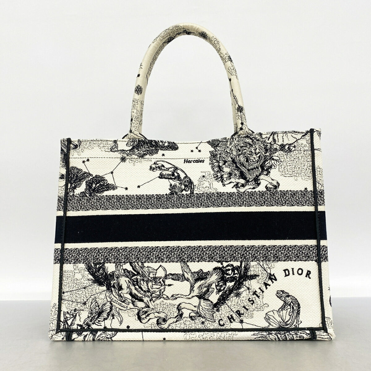 Christian Dior Black Ivory Canvas Tote Bag (Pre-Owned)