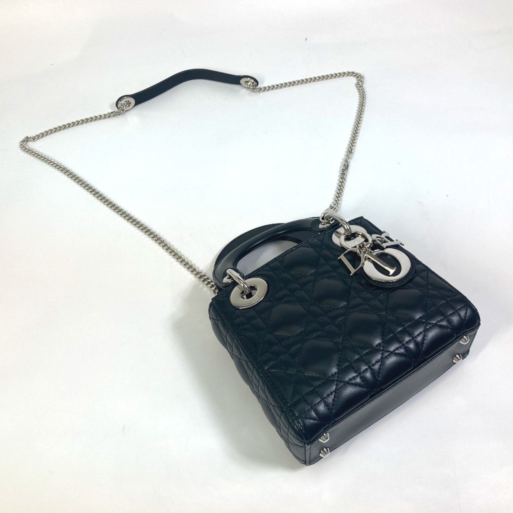 Christian Dior Lady Dior Black Leather Shoulder Bag (Pre-Owned)
