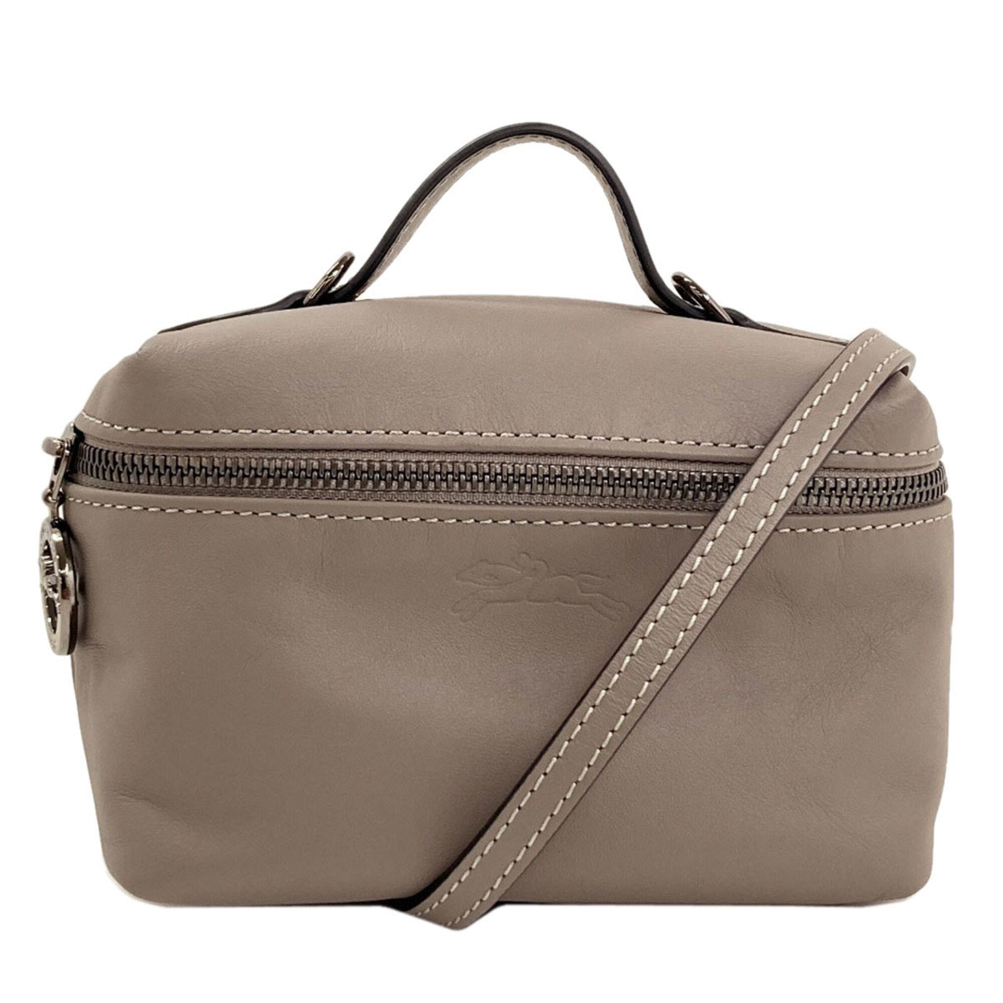 Longchamp Gray Leather Handbag (Pre-Owned)