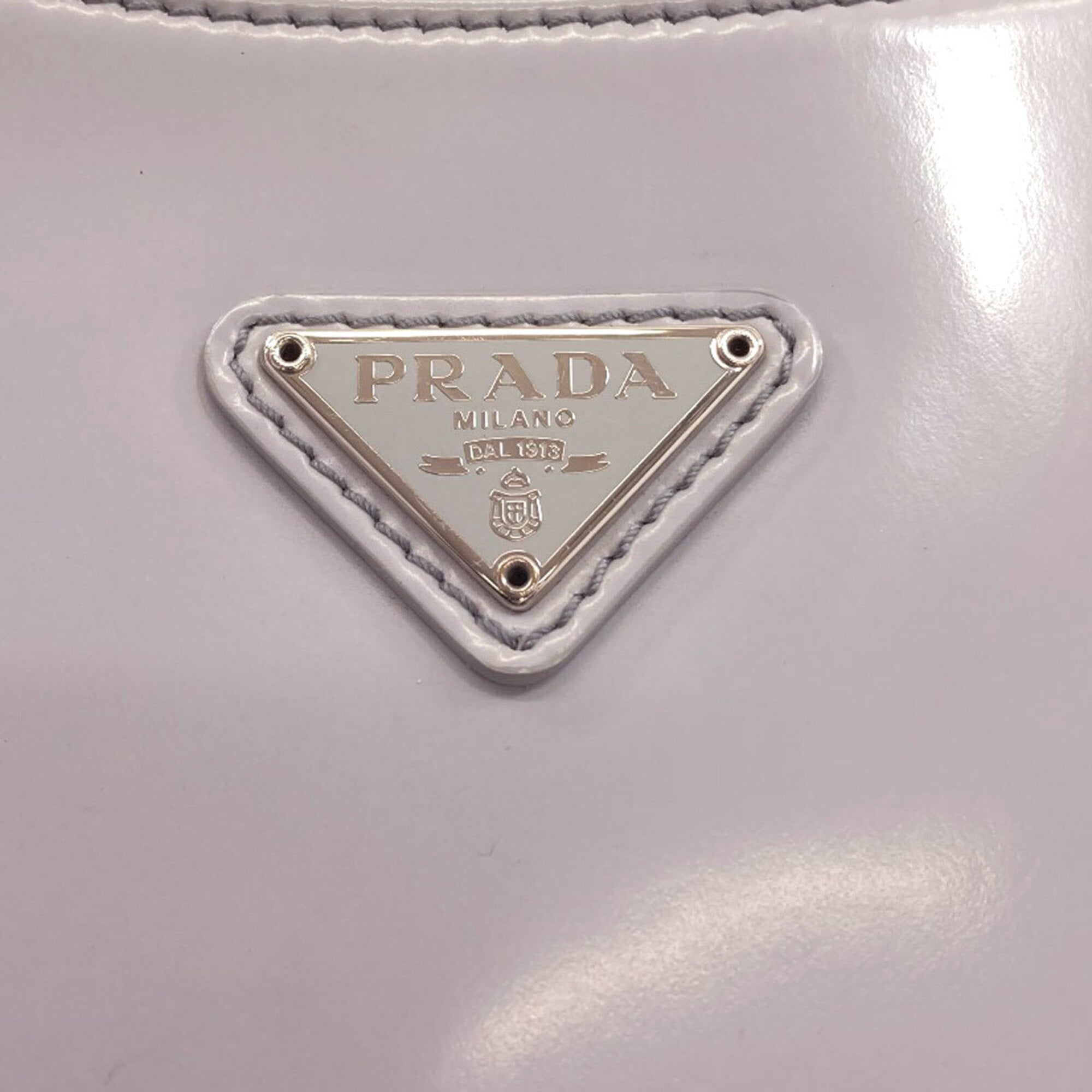 Prada Gray Leather Shoulder Bag (Pre-Owned)