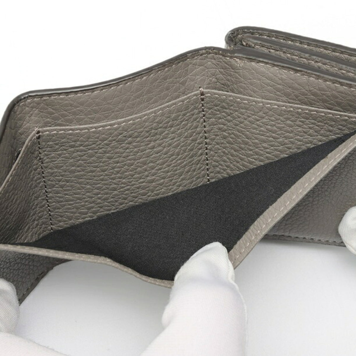 Fendi Gray Leather Wallet (Tri-Fold) (Pre-Owned)