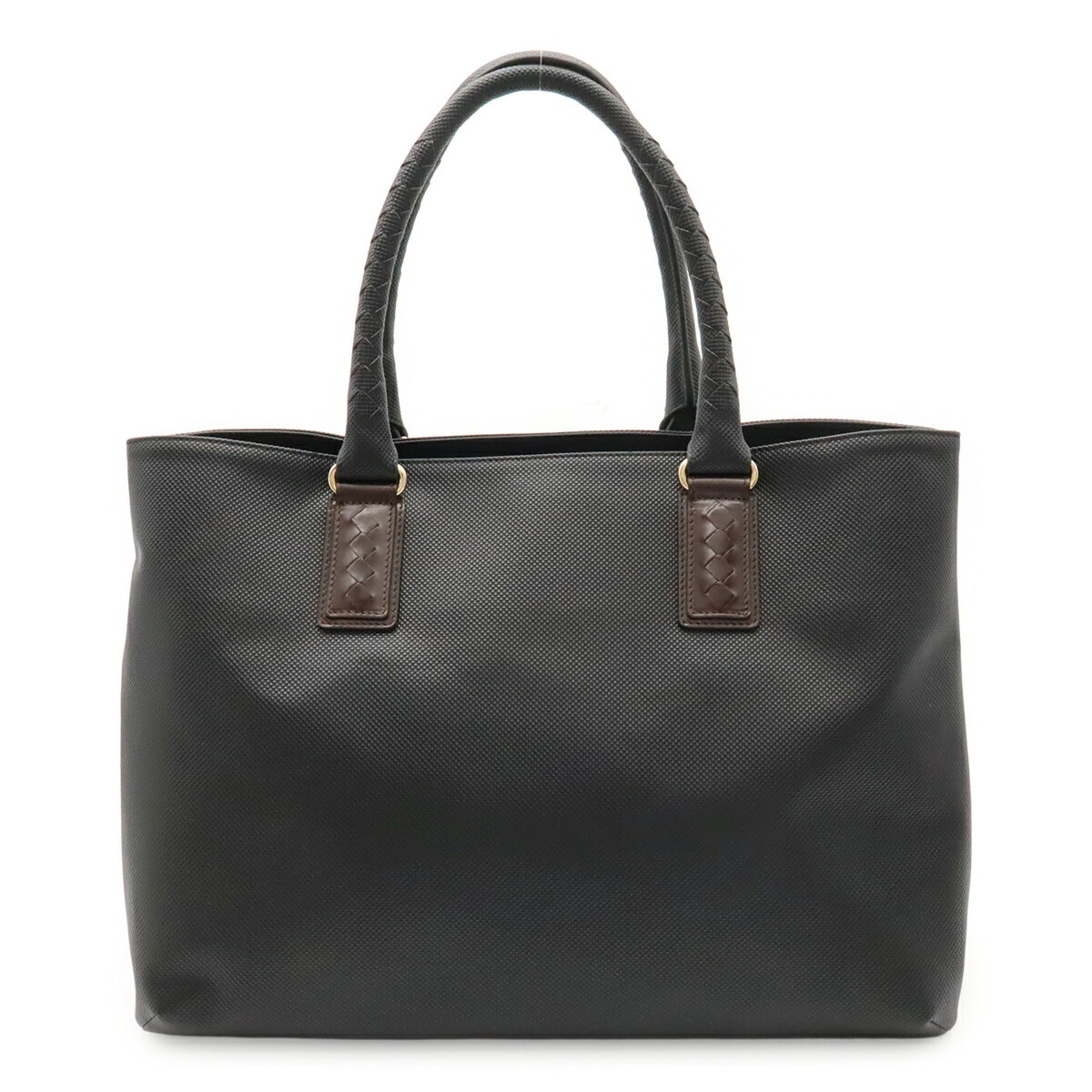 Bottega Veneta Black Dark Brown Coated Canvas Tote Bag (Pre-Owned)